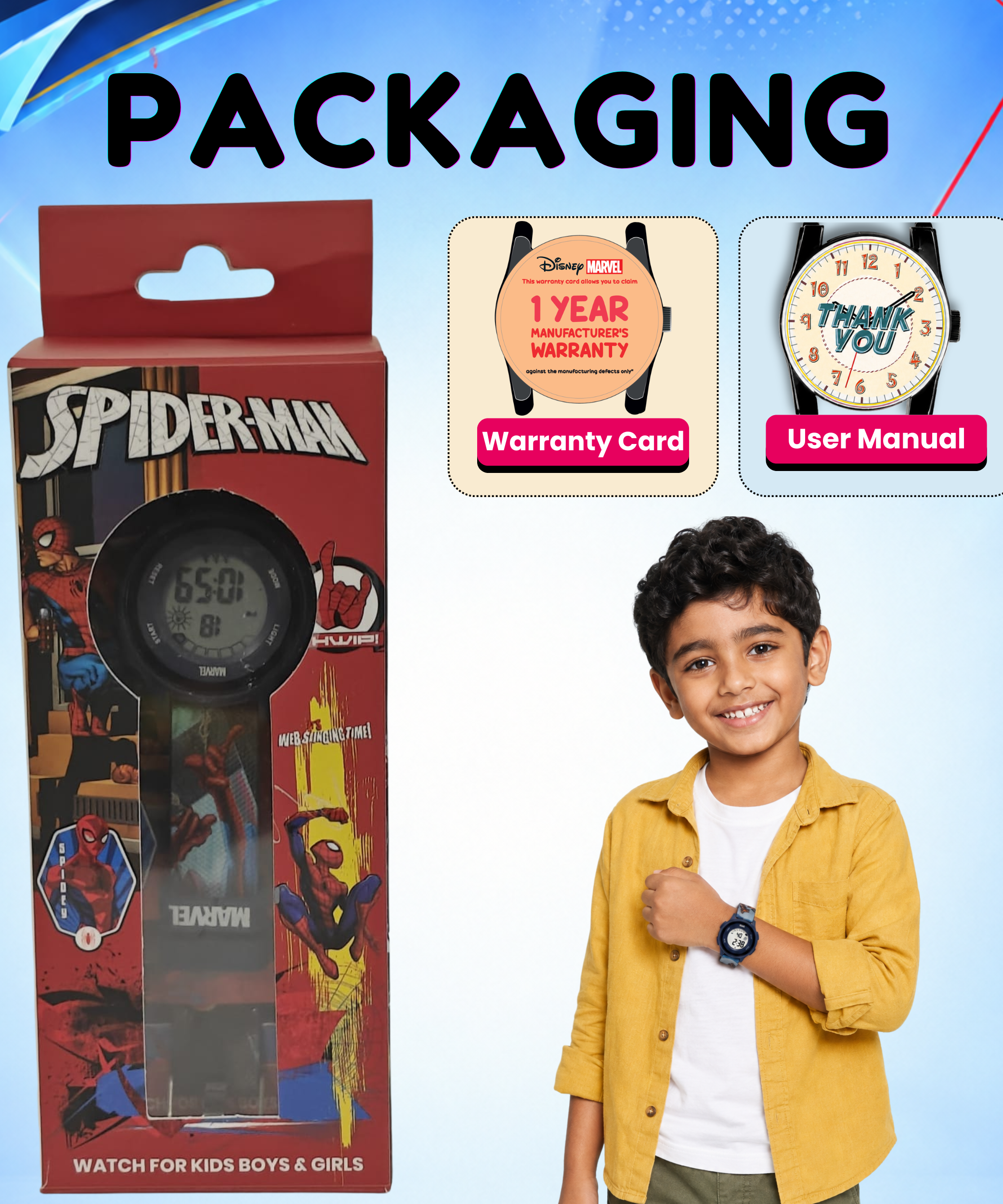 Spiky SpiderMan theme Digital Kids Watch