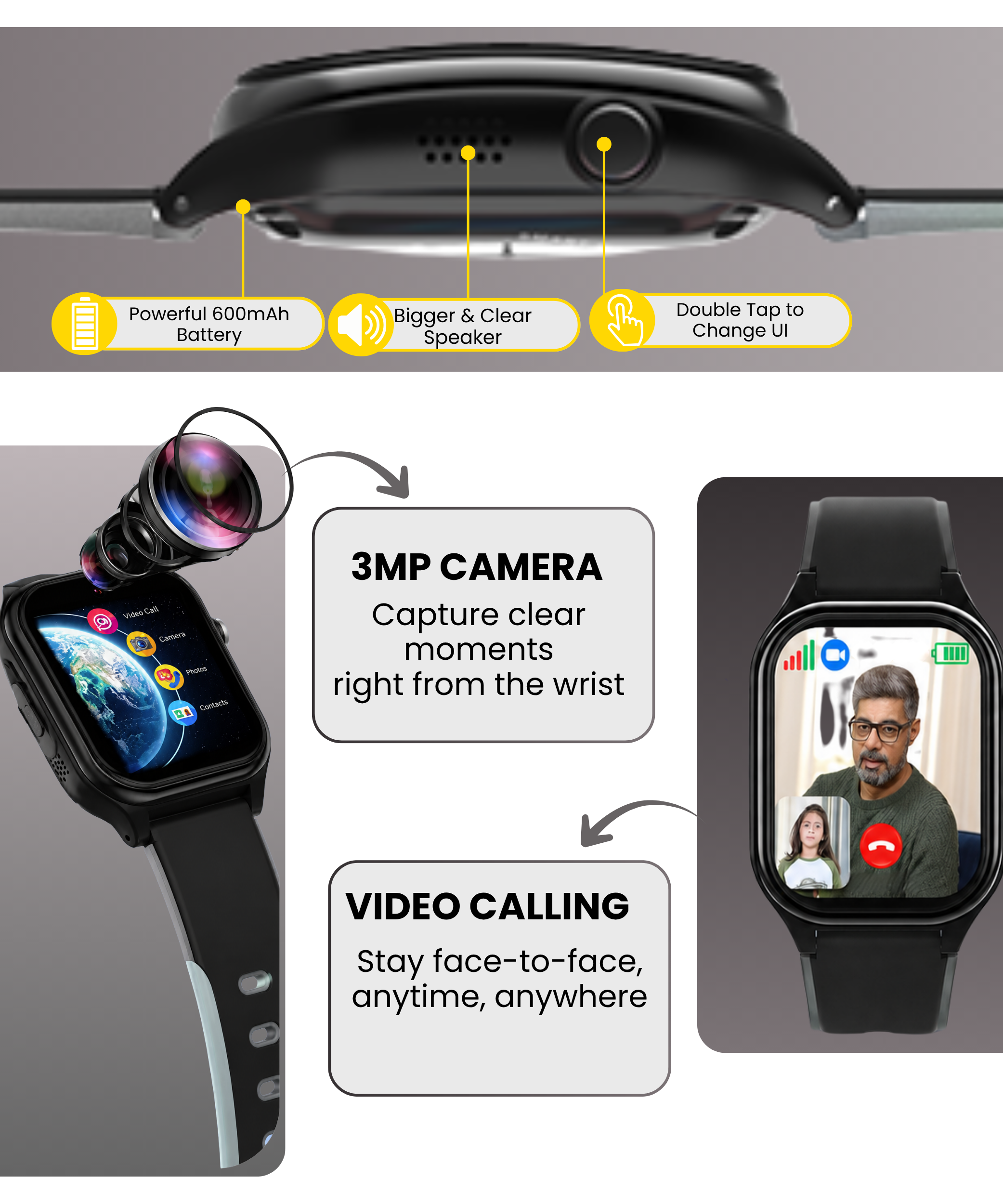 Spiky Smart Ai Video & Voice Calling Smartwatch for Kids