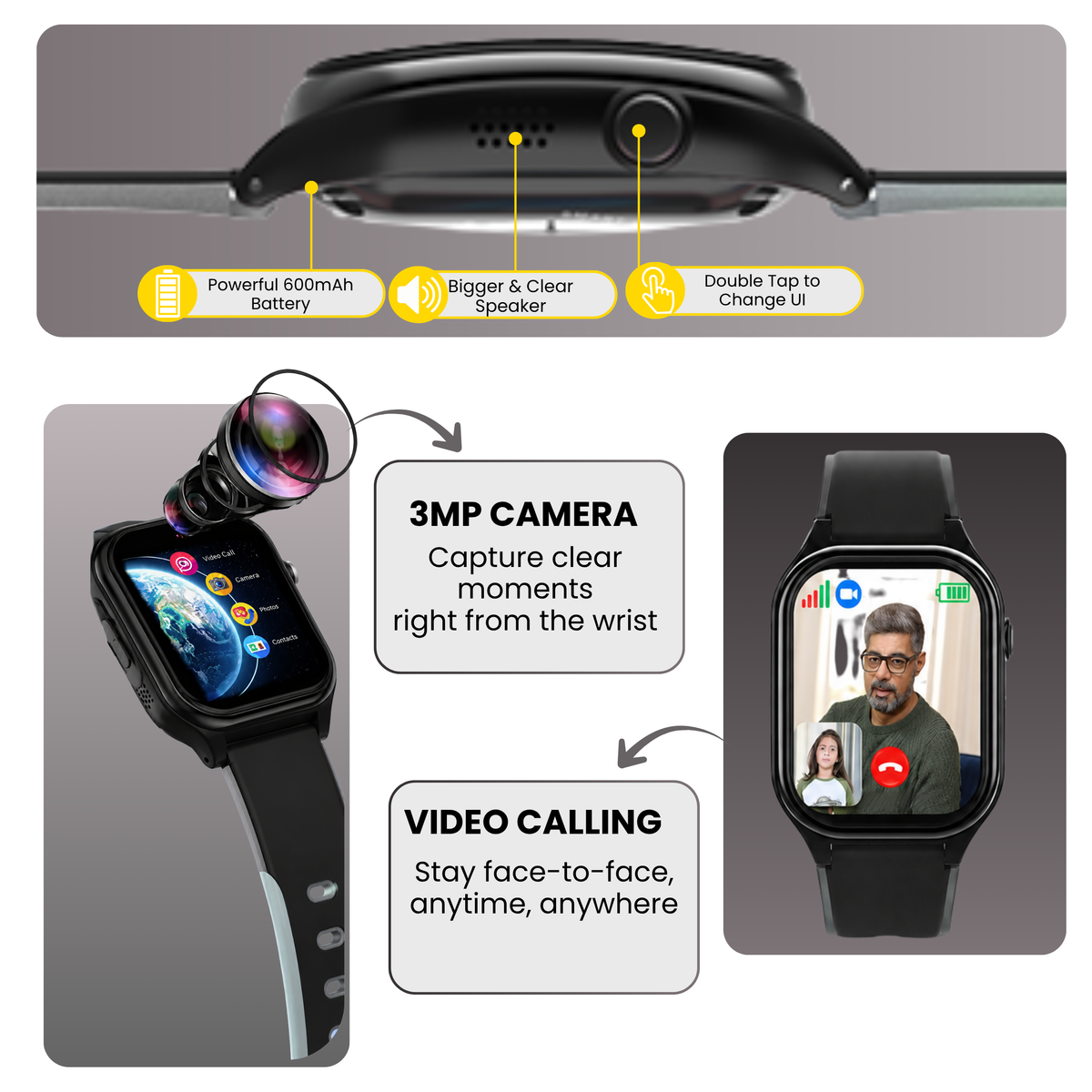Spiky Smart Ai Video & Voice Calling Smartwatch for Kids
