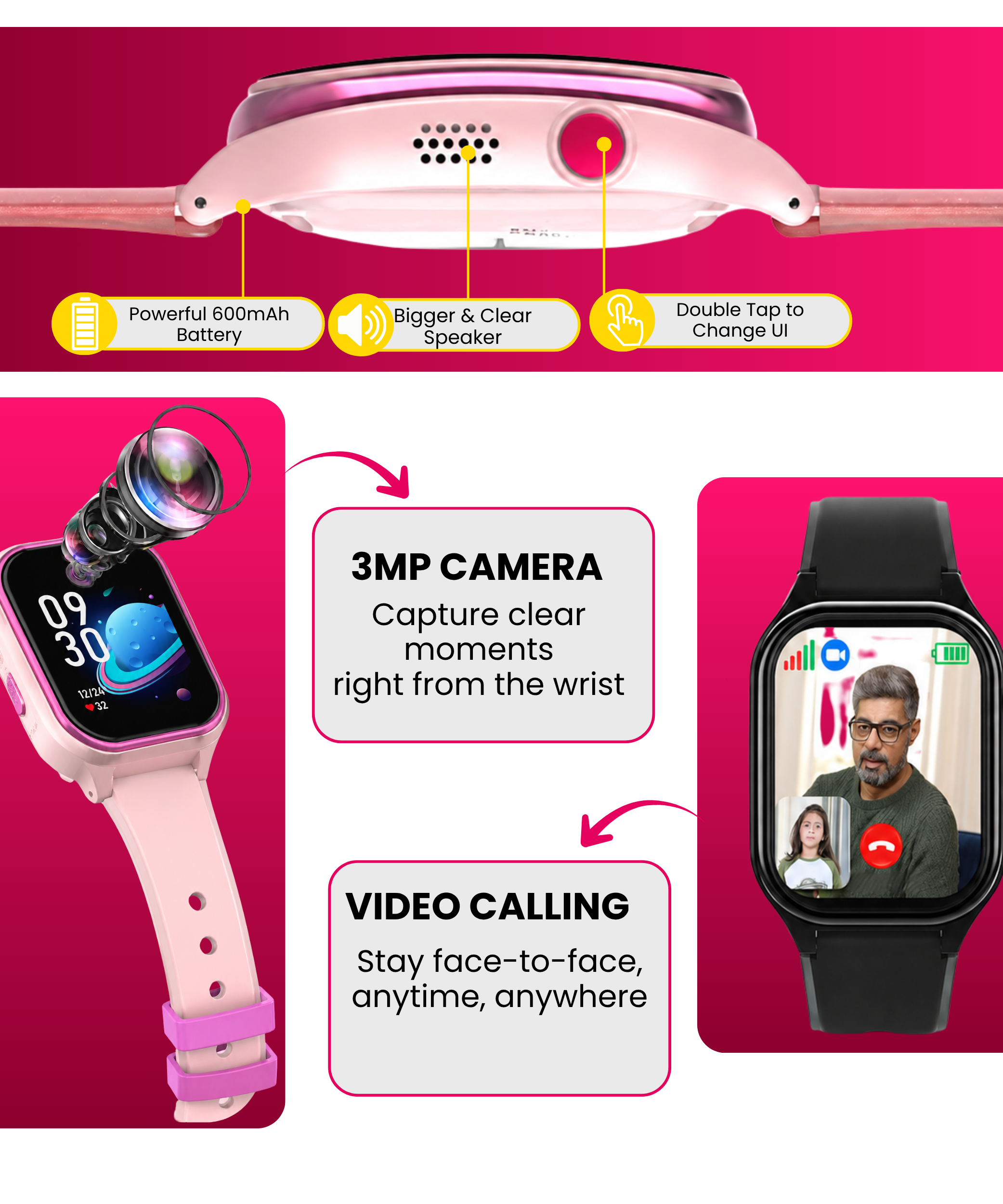 Spiky Smart Ai Video & Voice Calling Smartwatch for Kids