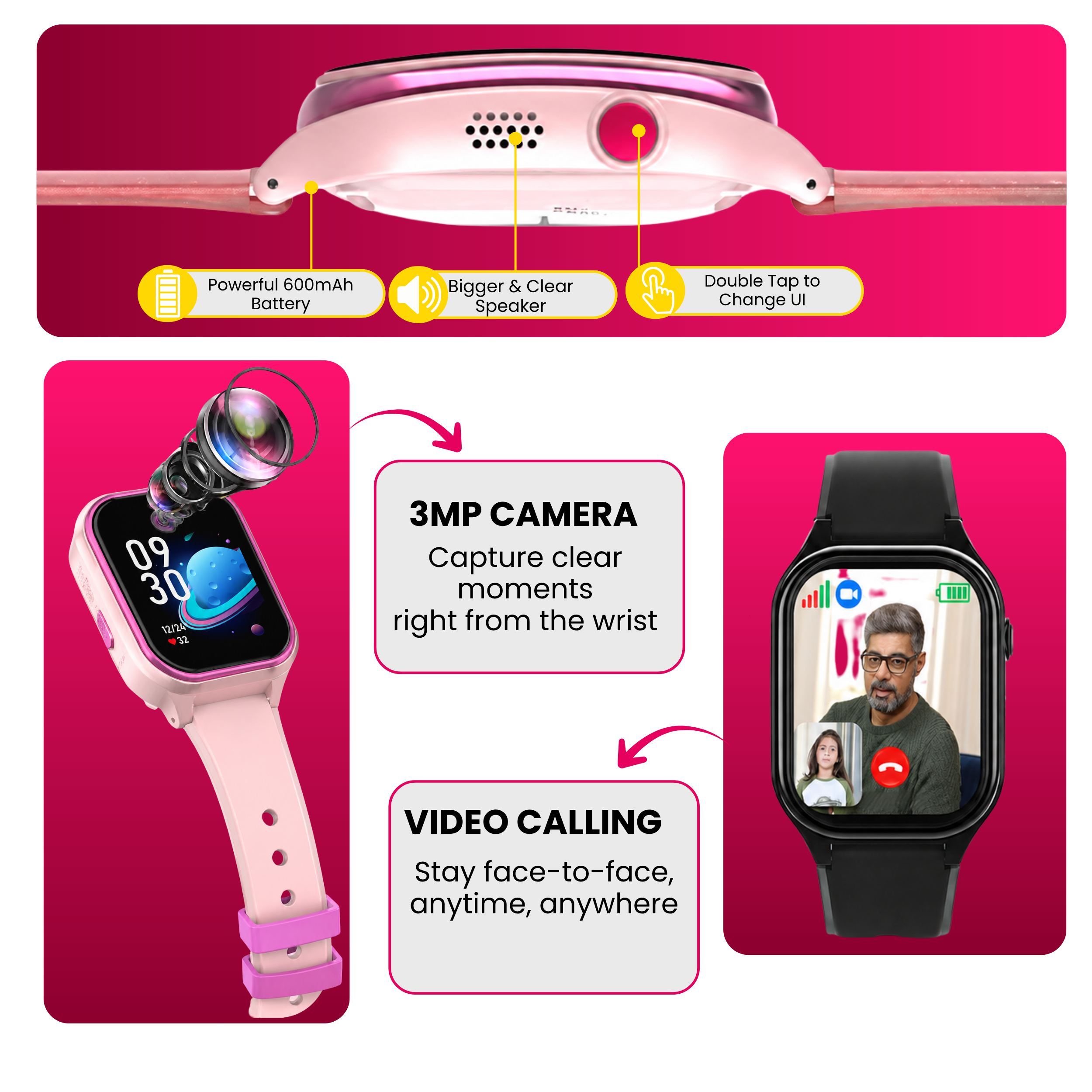 Spiky Smart Ai Video & Voice Calling Smartwatch for Kids