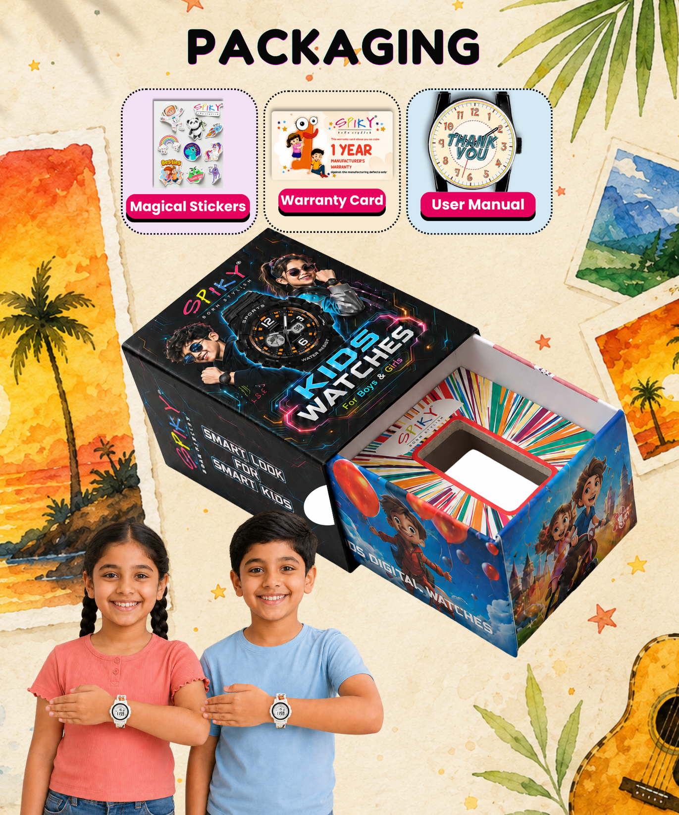 Spiky Round Kids Digital Watch for Girls and Boys