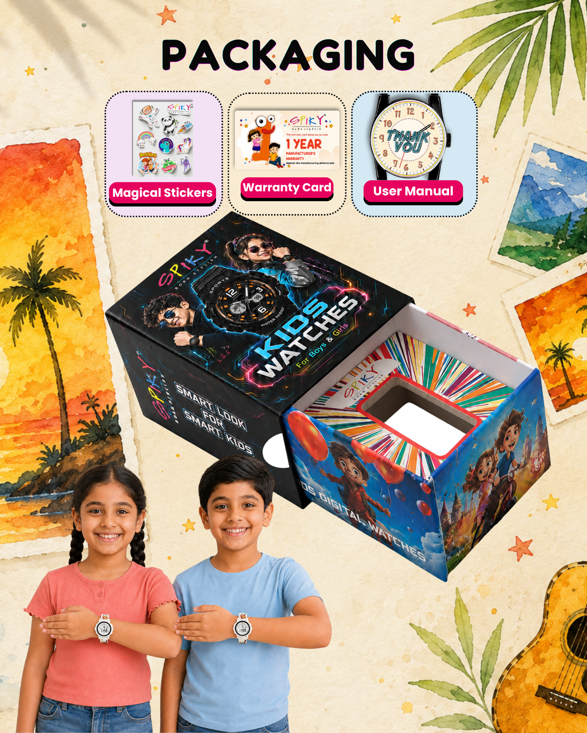 Spiky Round Kids Digital Watch for Girls and Boys
