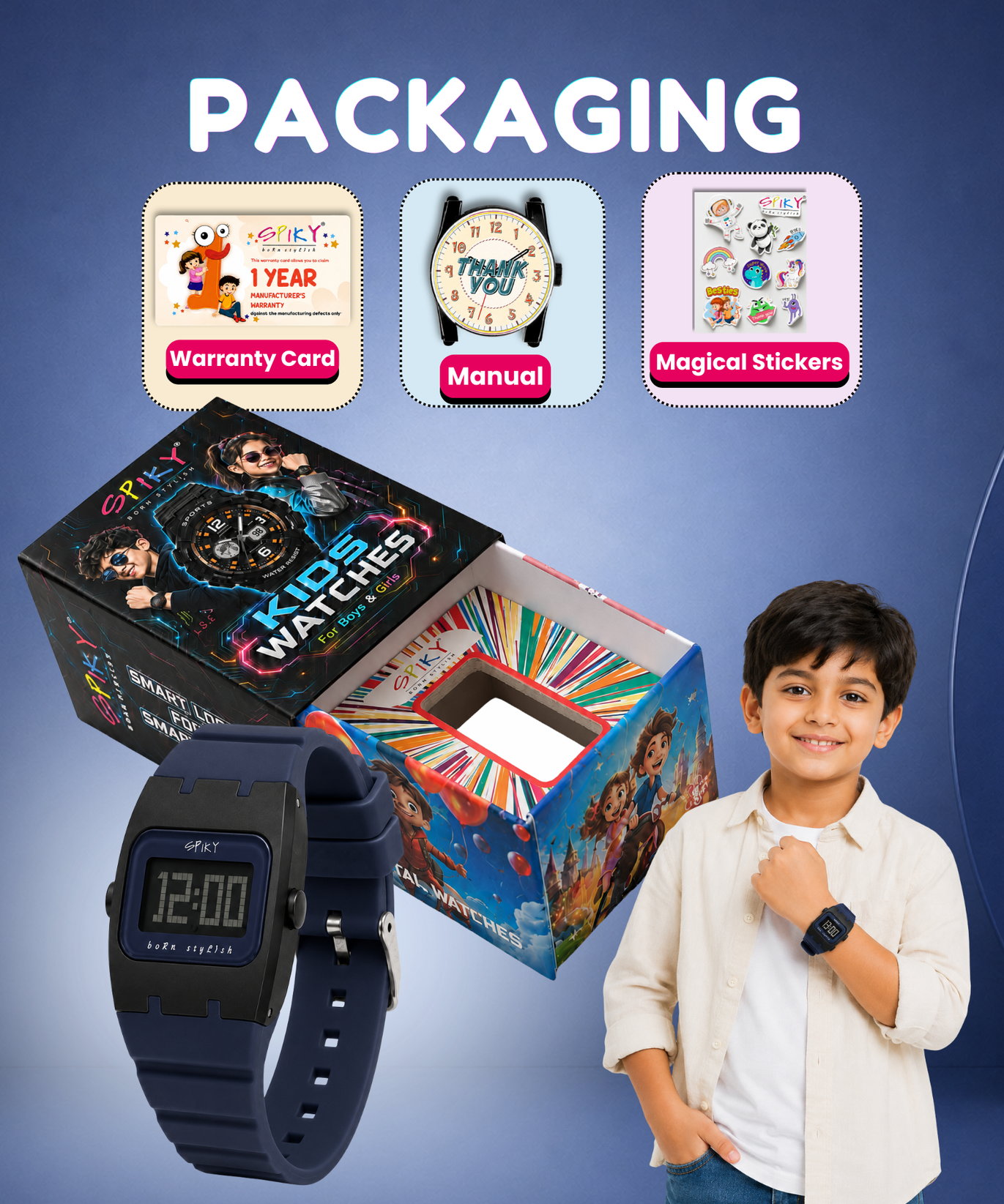 Spiky Rectangle Digital Sports Watch for Kids