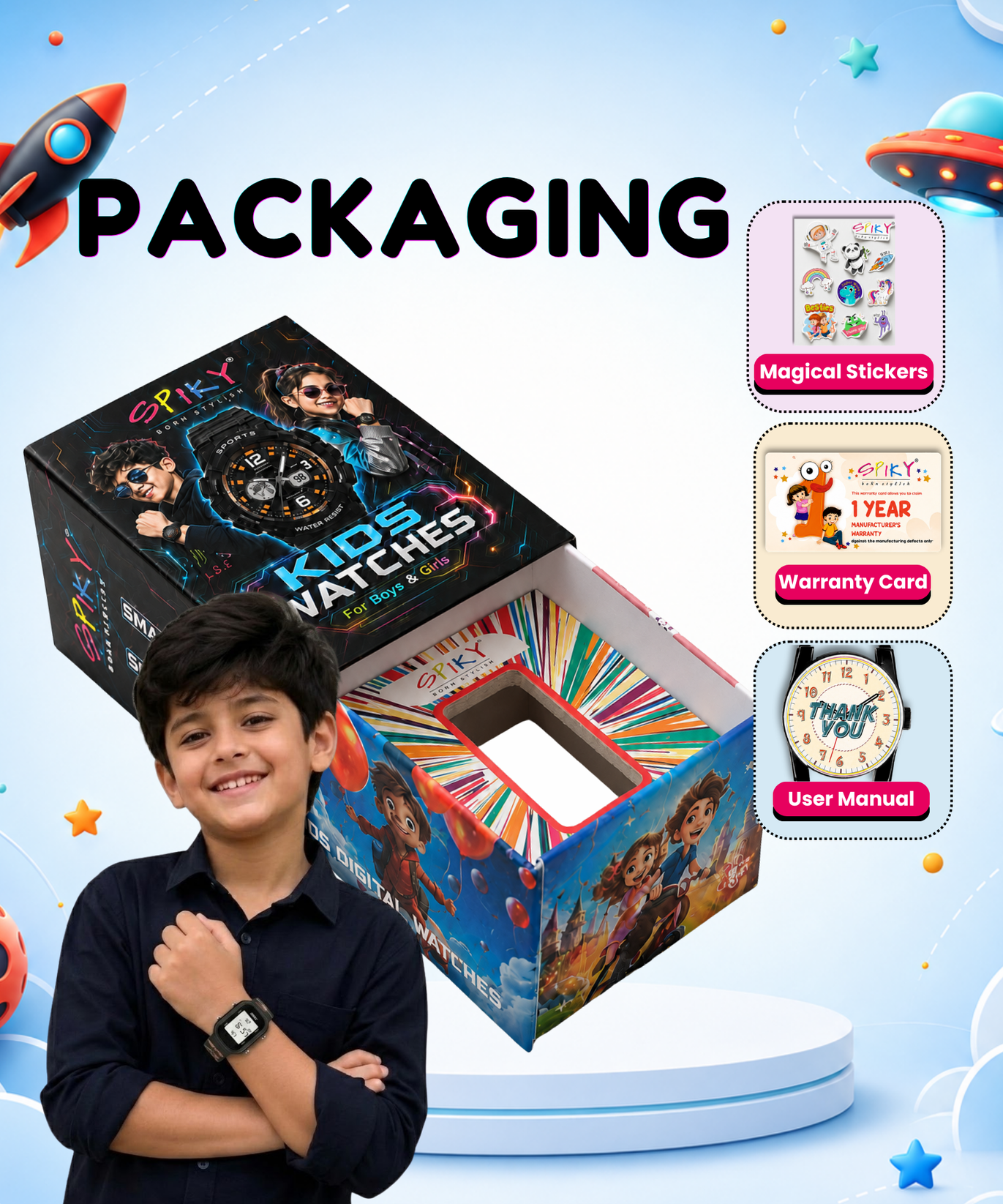 Spiky Kids Digital Watch for Boys and Girls