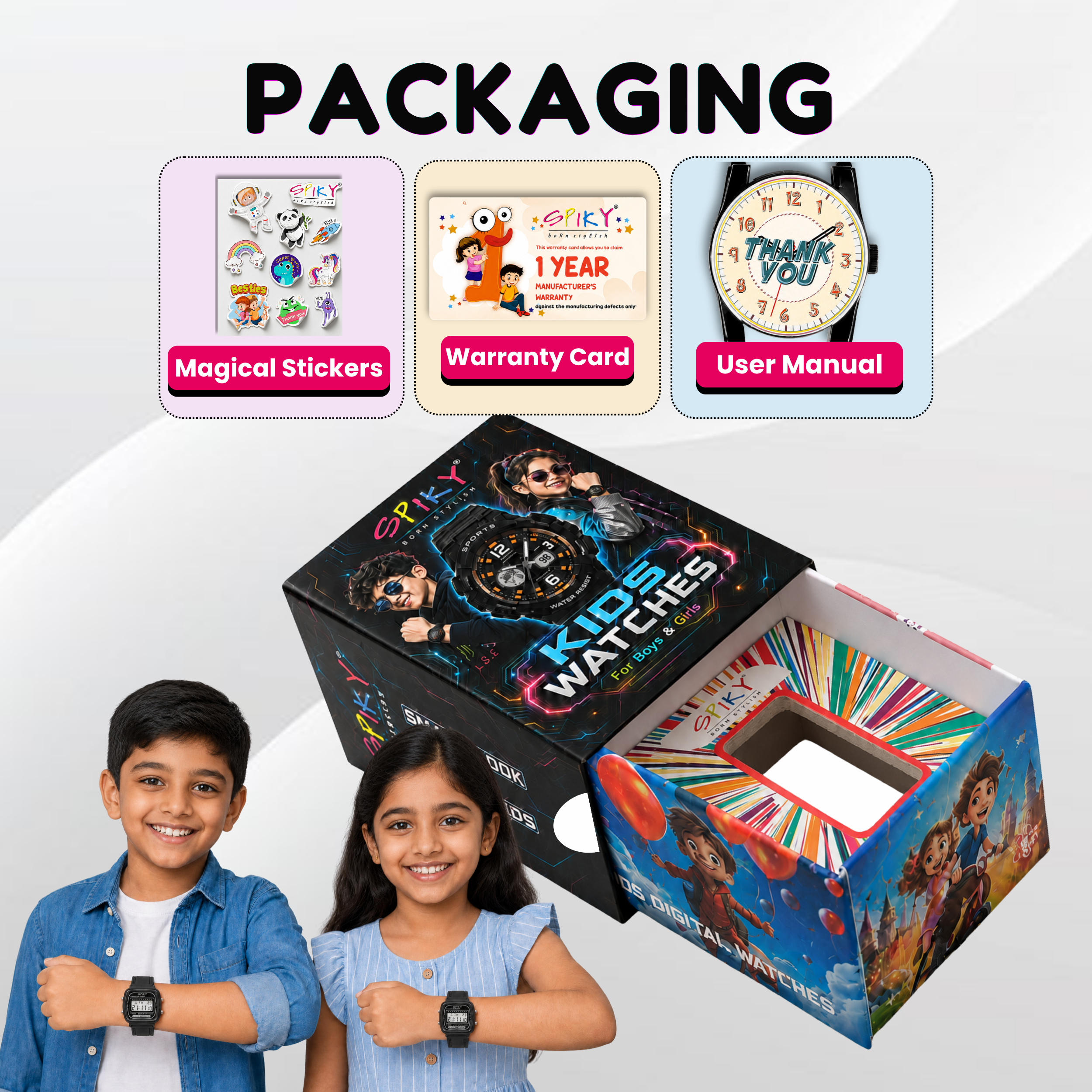 Spiky Square Digital Sports Watch for Kids Boys & Girls