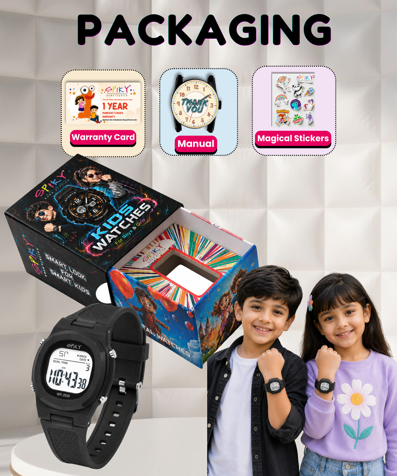 Spiky EVA65 Round Digital Sports Watch for Kids