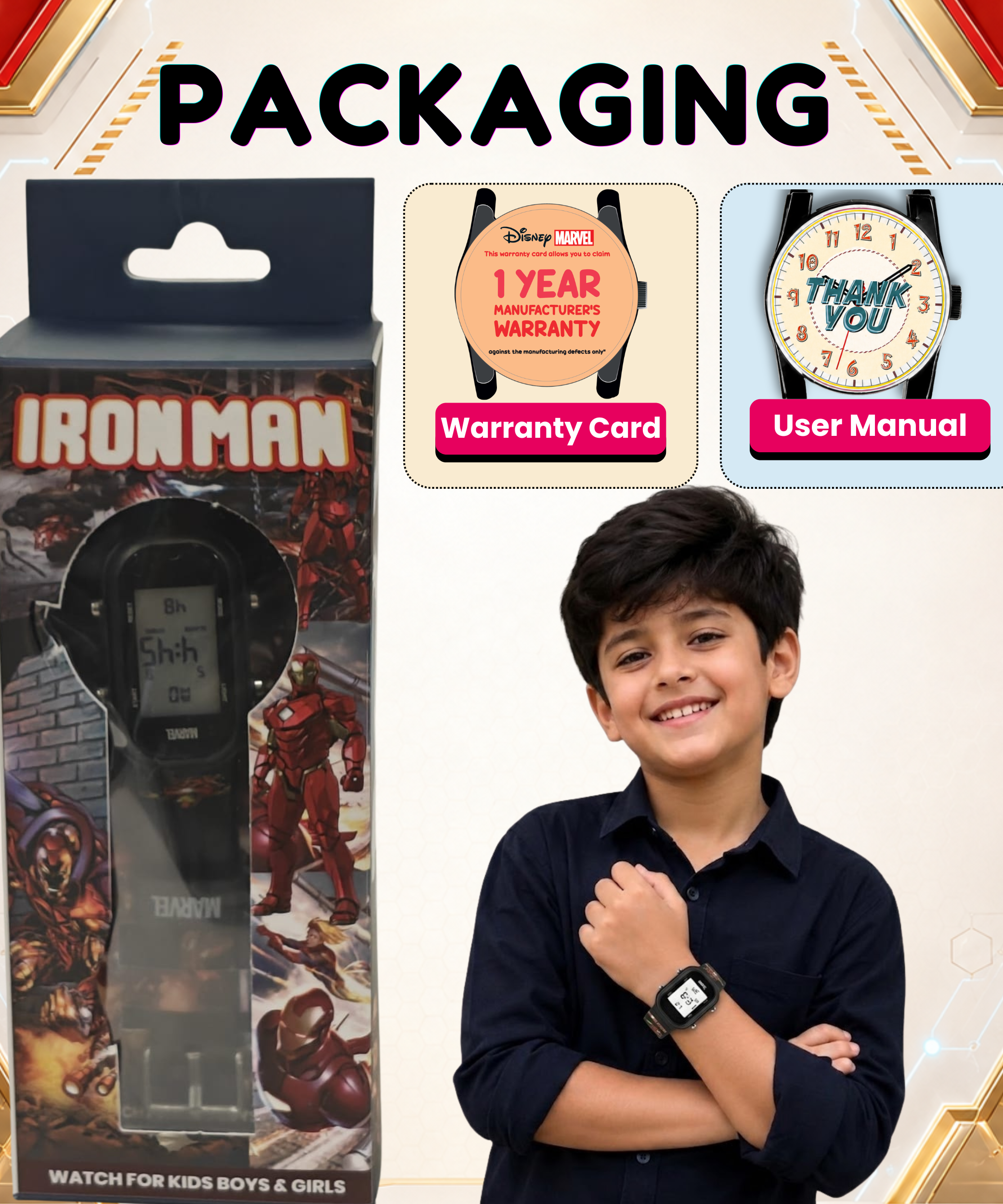 Spiky Ironman theme Digital Kids Watch