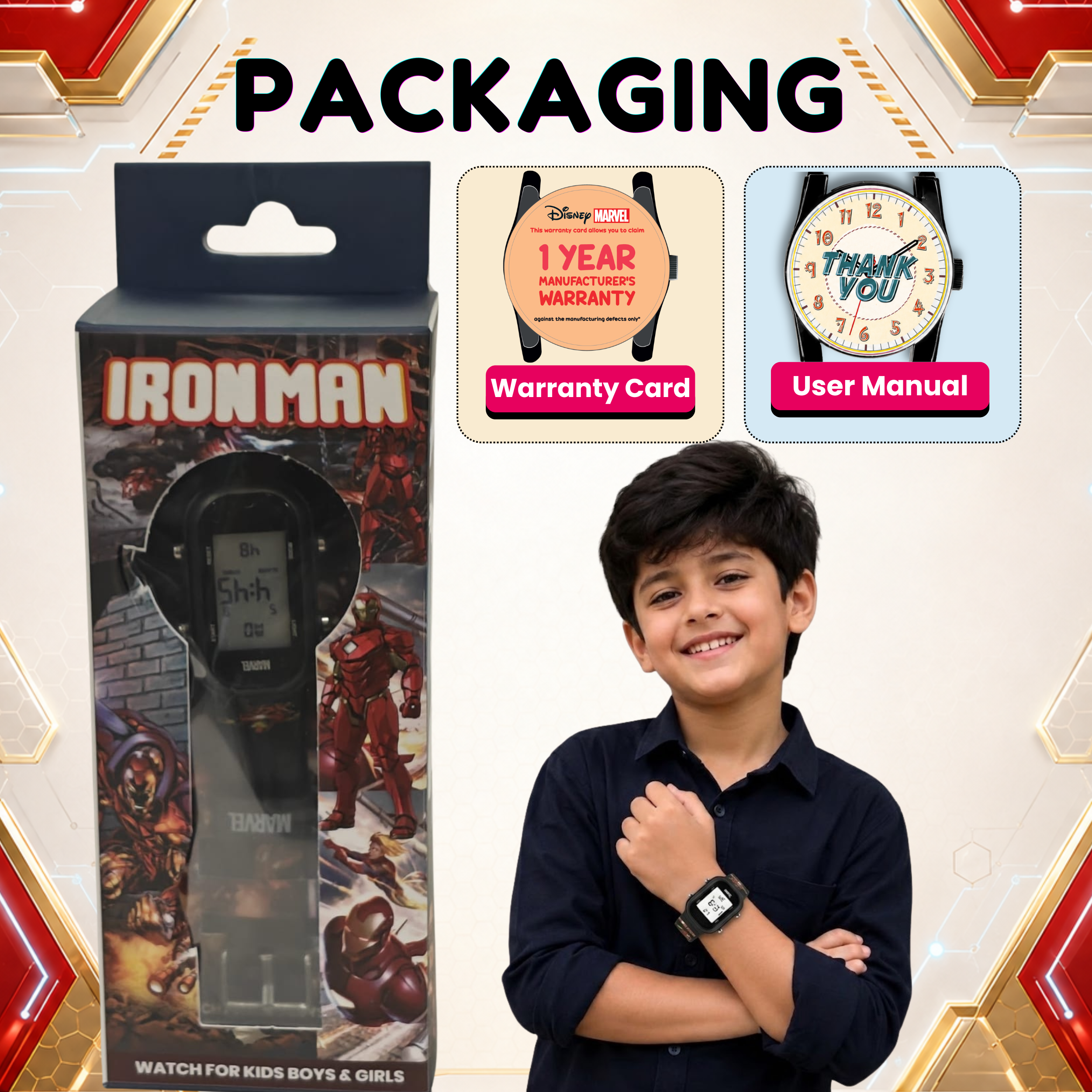 Spiky Ironman theme Digital Kids Watch