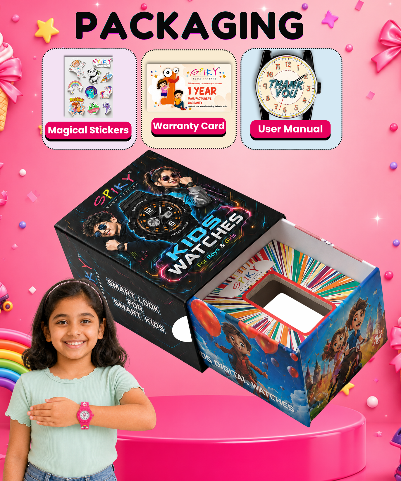 SPIKY Analog Kids Watch for Girls