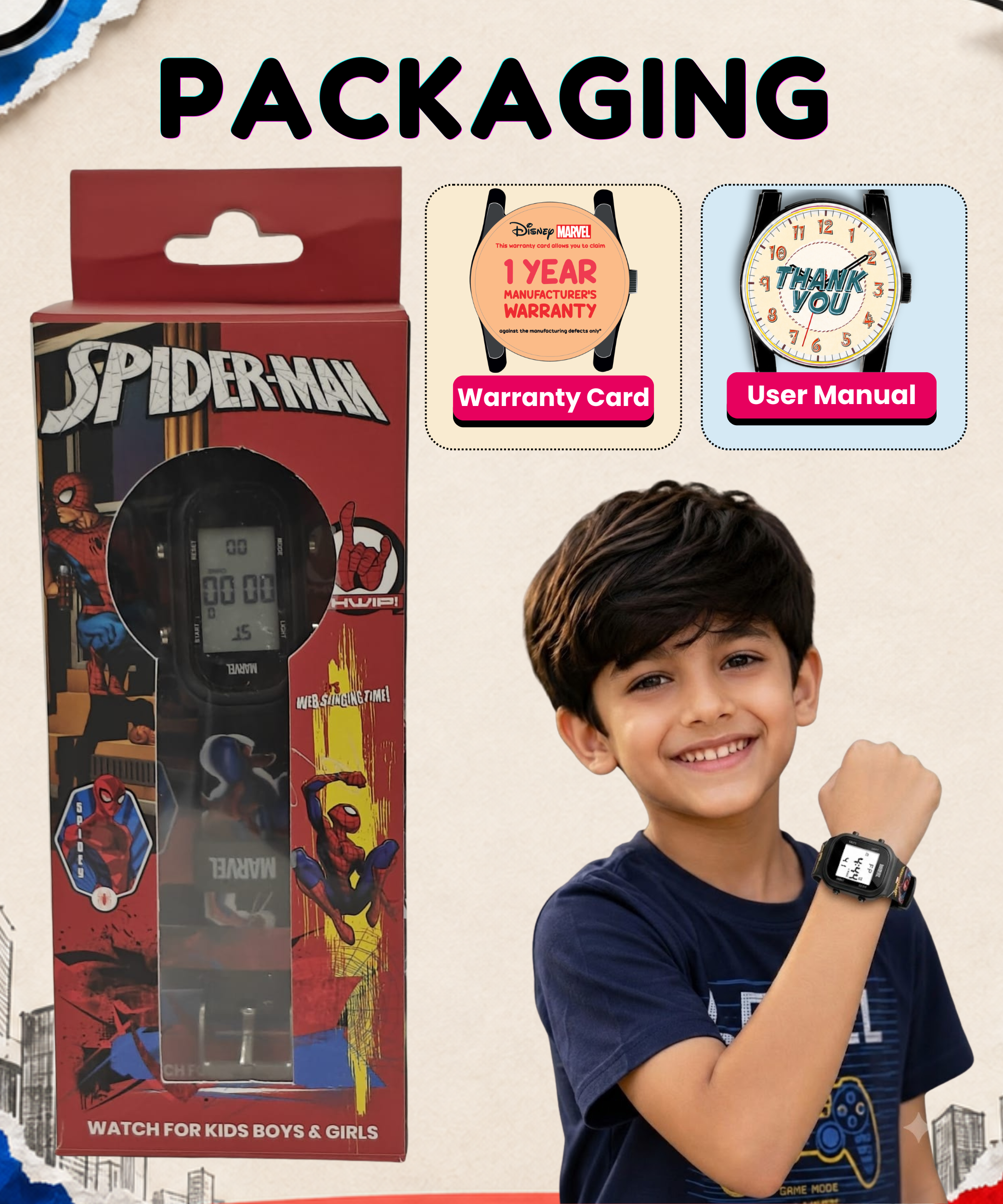 Spiky Spiderman theme Digital Kids Watch