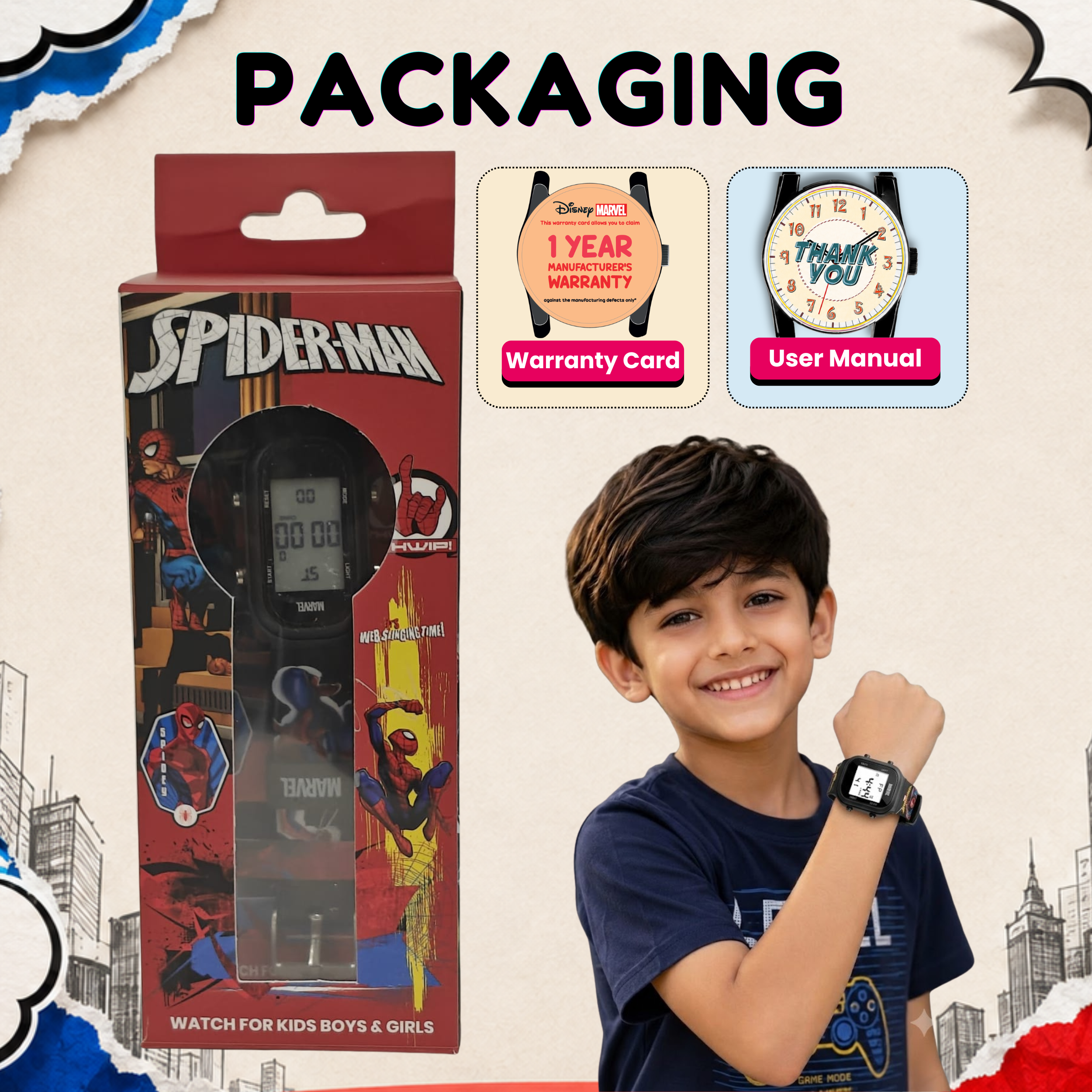 Spiky Spiderman theme Digital Kids Watch