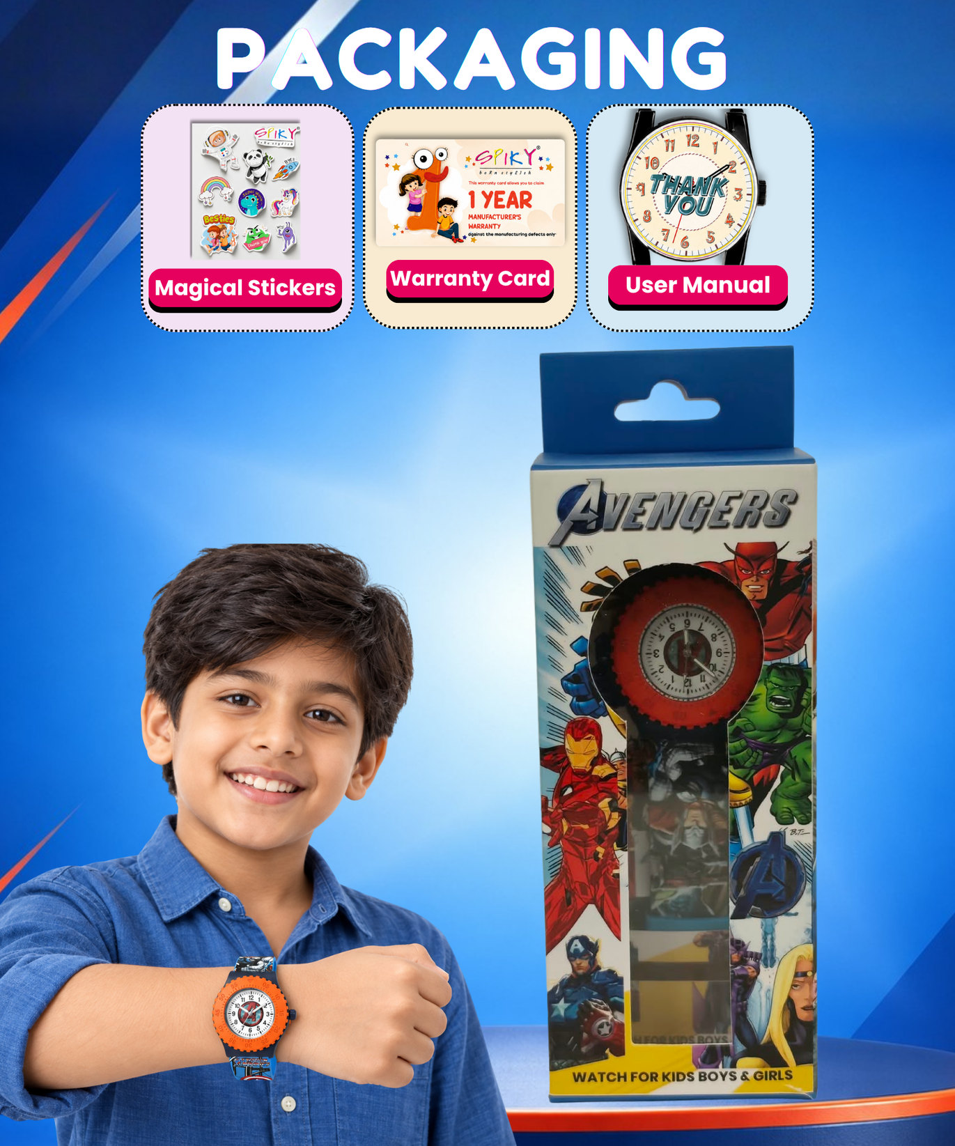 Spiky Round Avengers Themed Analog Watch