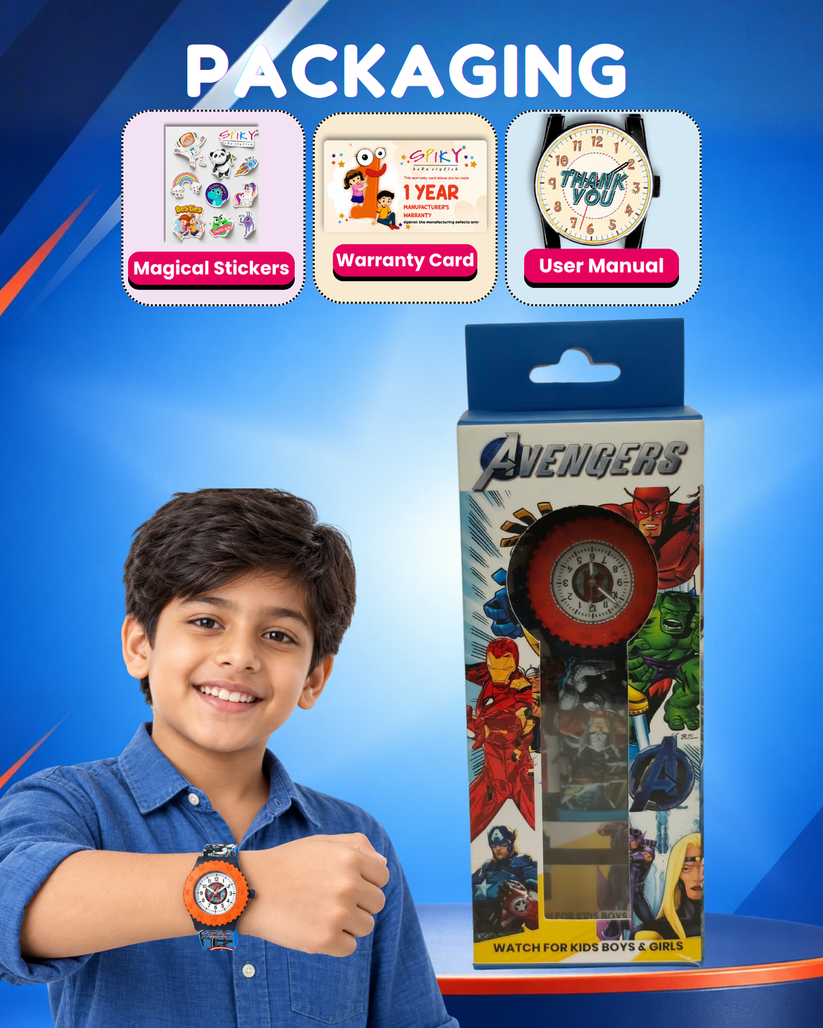 Spiky Round Avengers Themed Analog Watch
