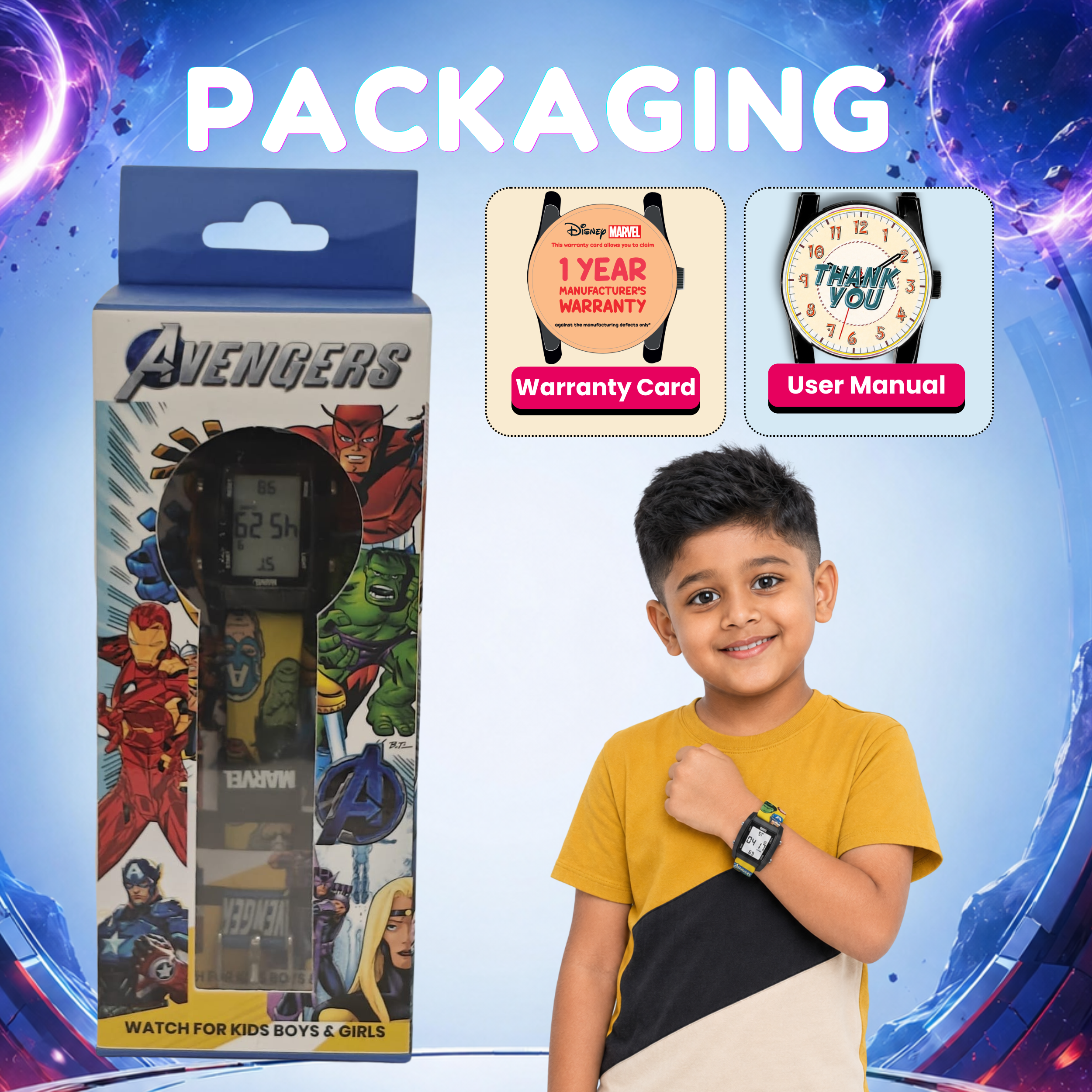 Spiky Avengers theme Digital Kids Watch