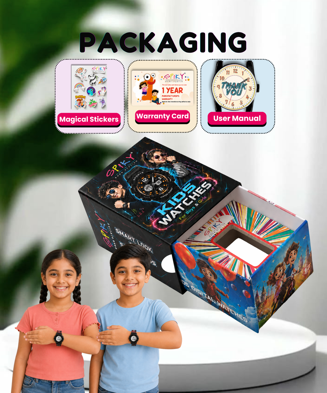 Spiky Round Kids Digital Watch for Girls and Boys