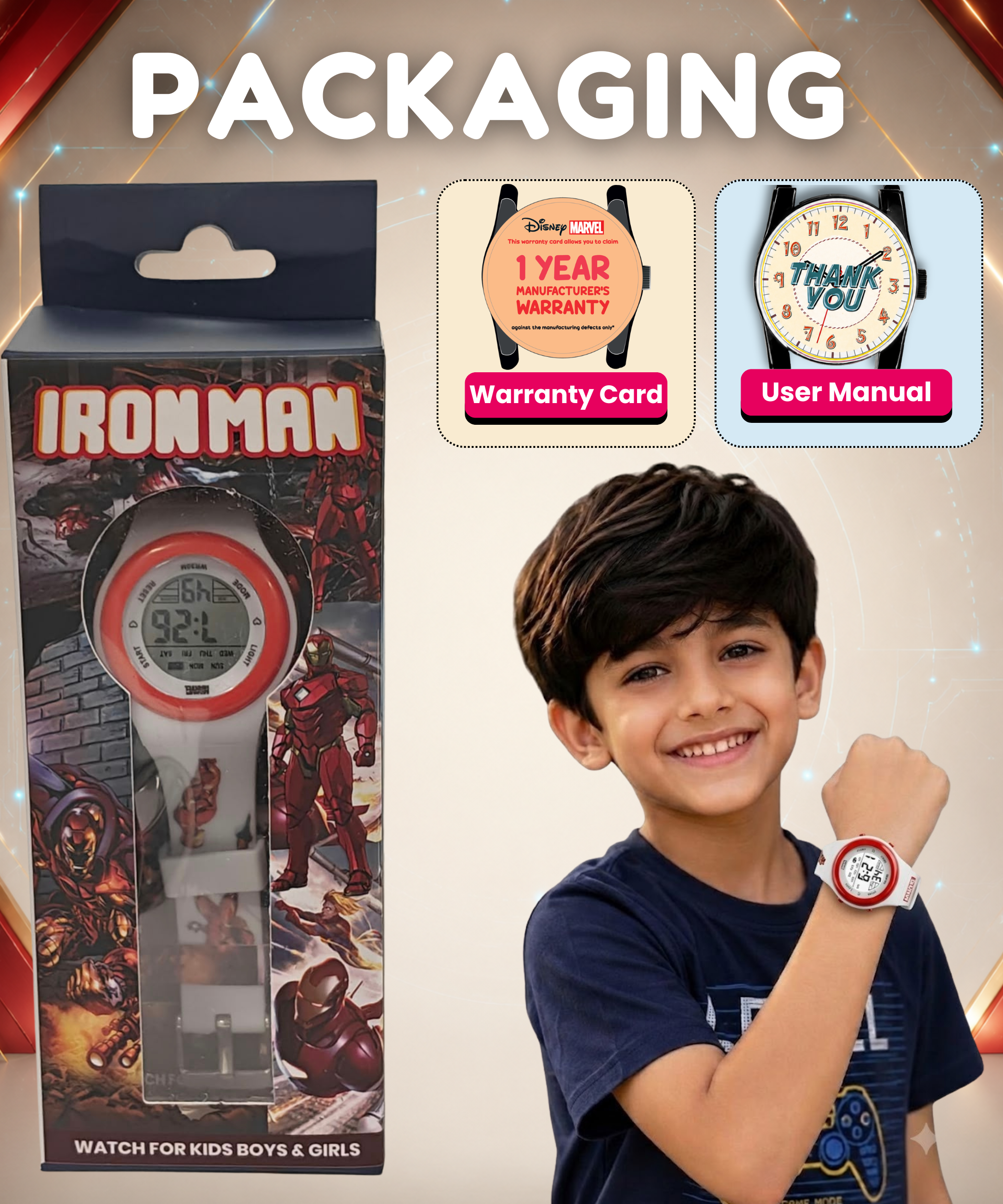 Spiky Iron Man theme Digital Kids Watch