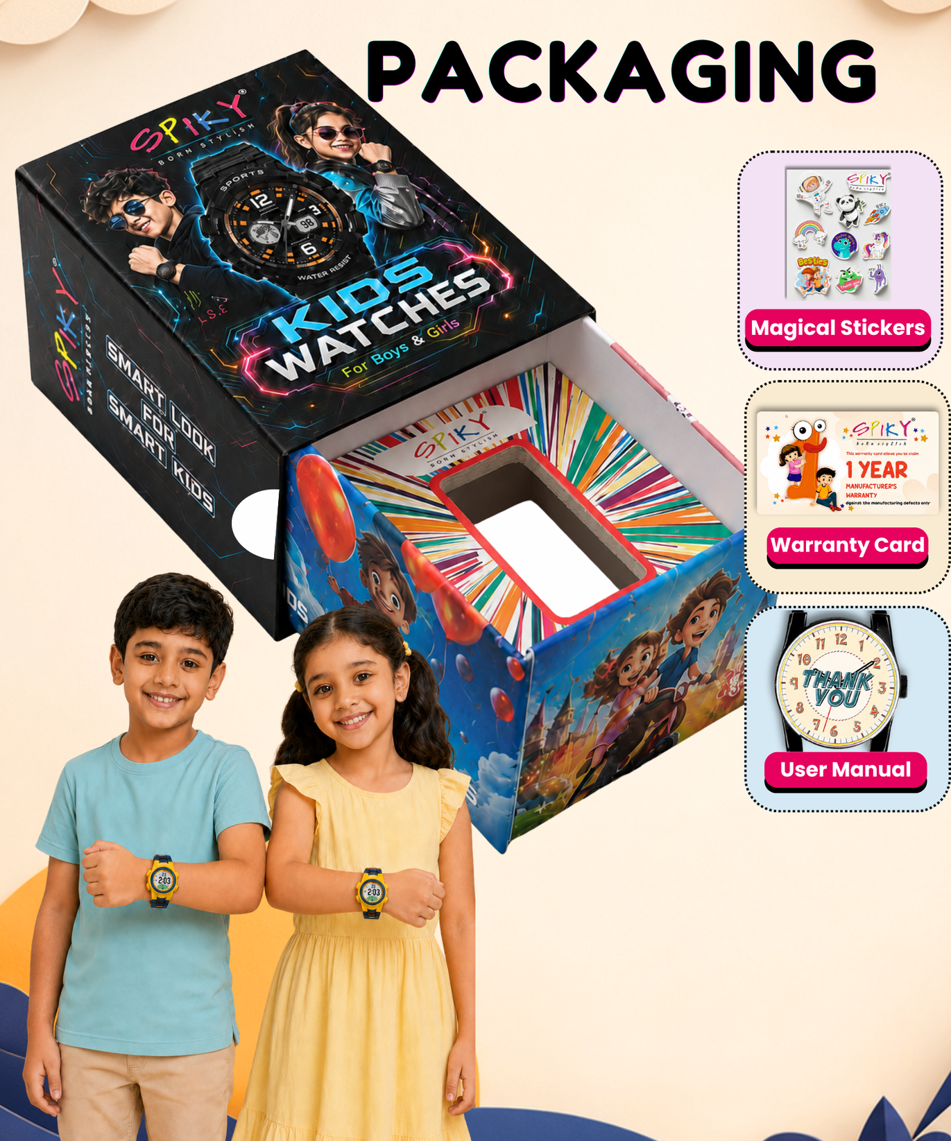 Spiky EVA52 Round Digital Sports Watch for Kids