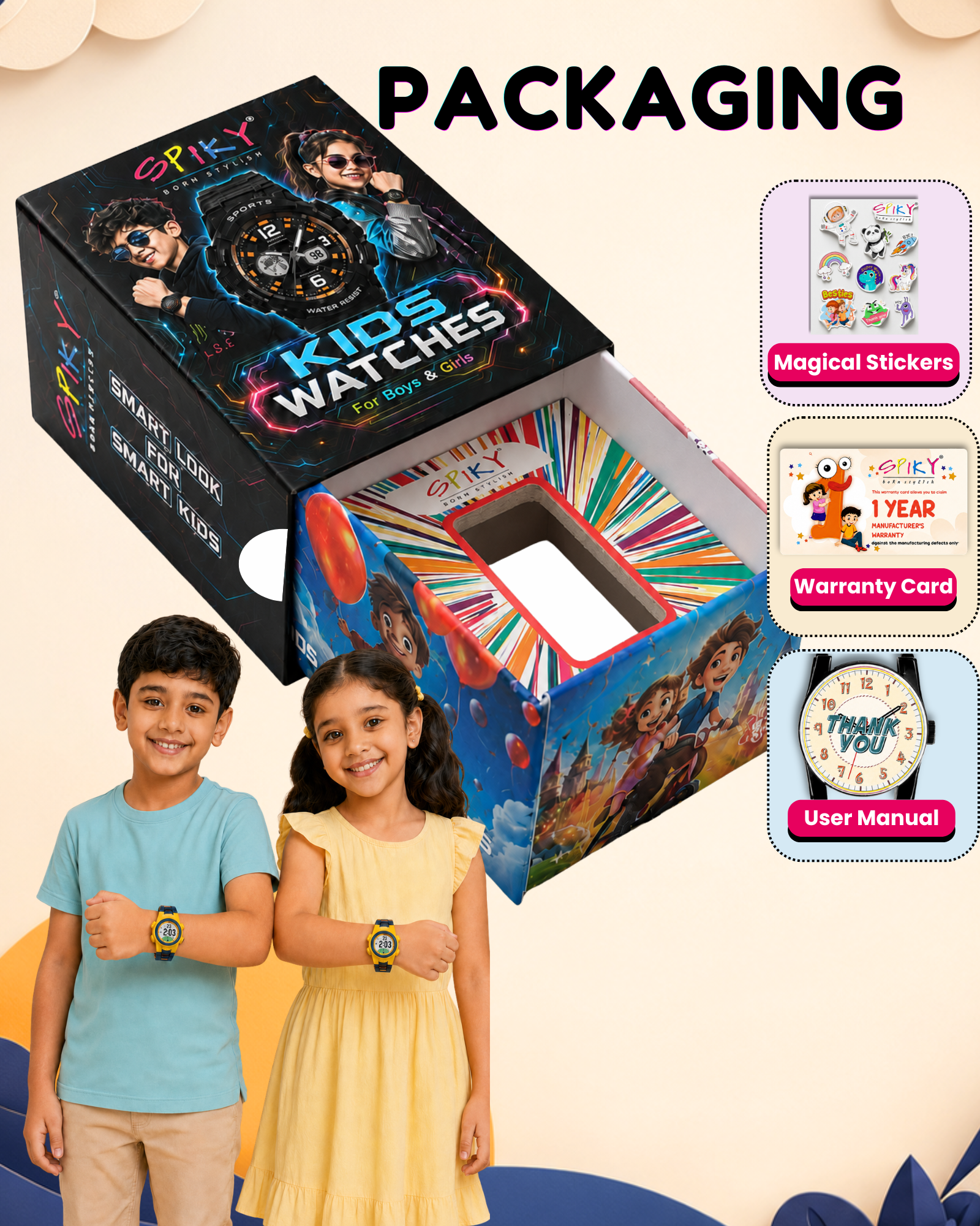 Spiky EVA52 Round Digital Sports Watch for Kids