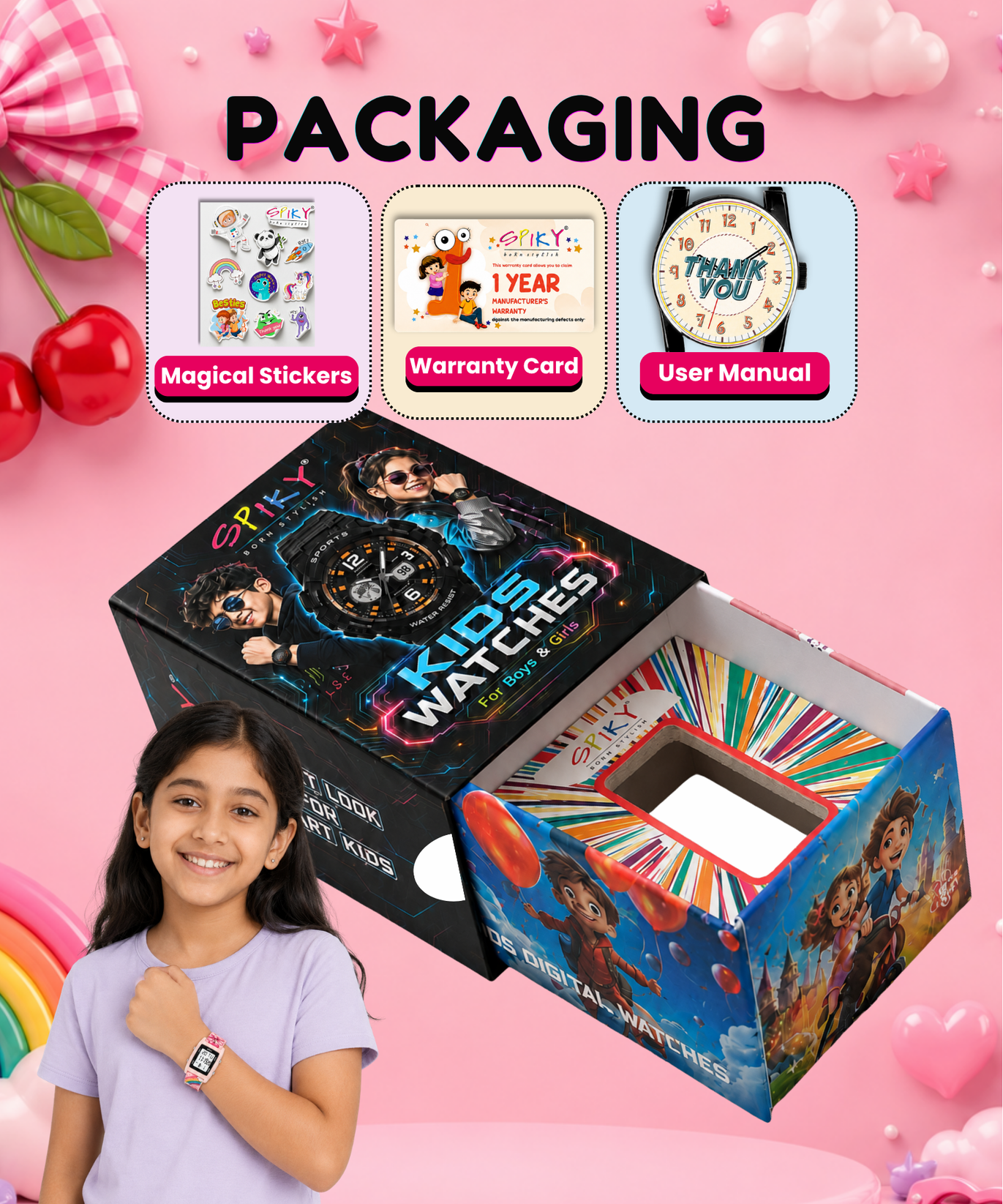 Spiky Kids Digital Watch for  Girls