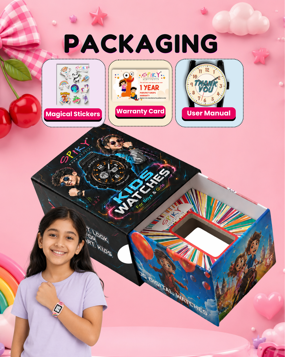 Spiky Kids Digital Watch for  Girls