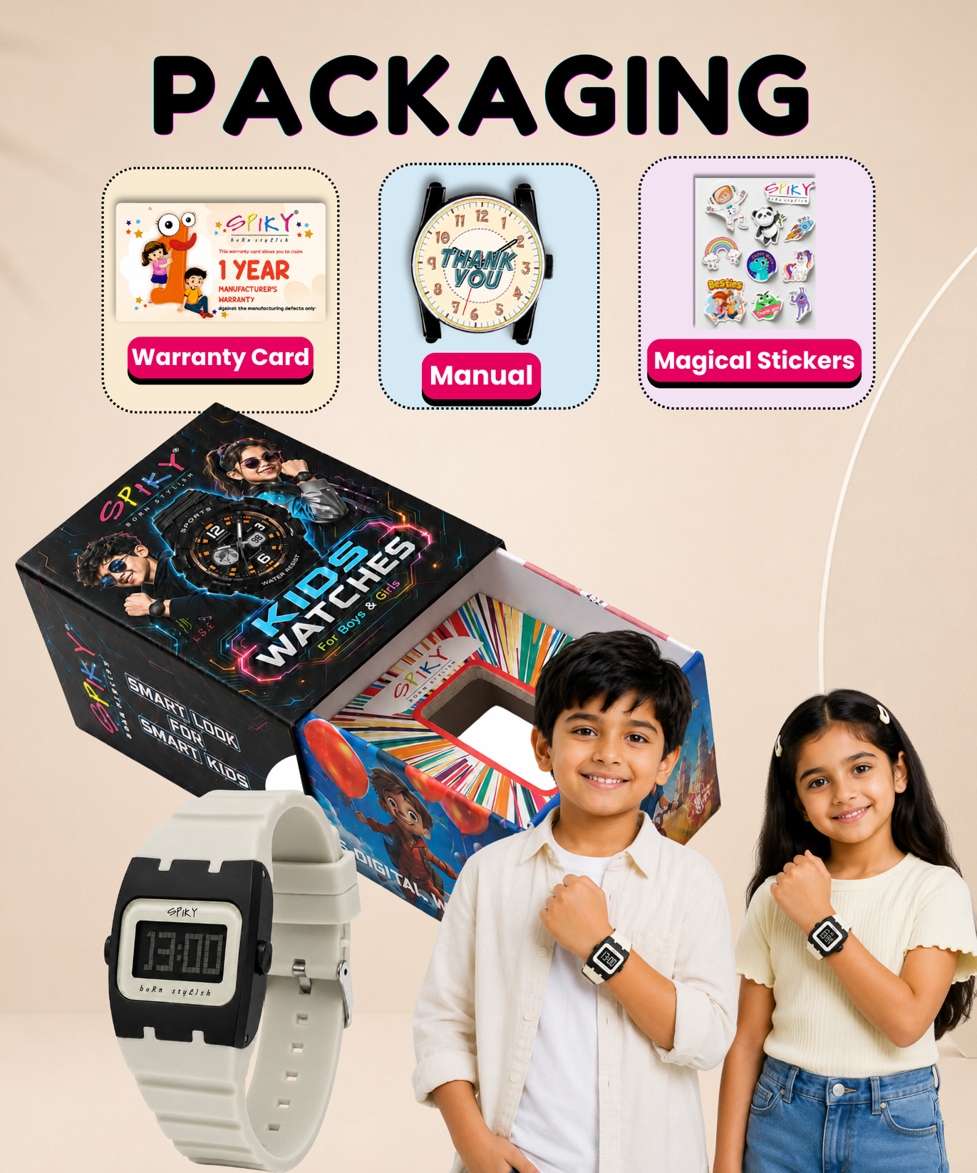 Spiky Rectangle Digital Sports Watch for Kids