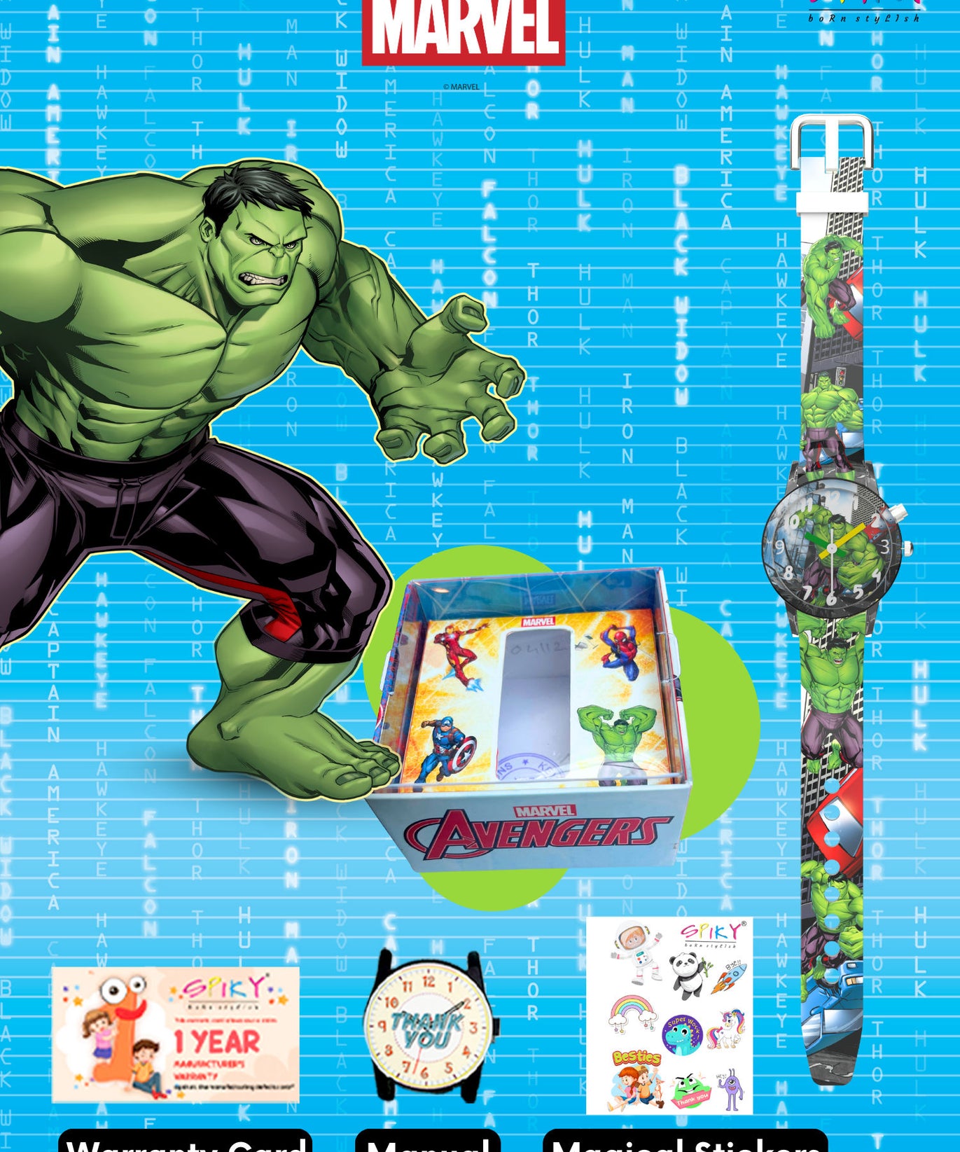 Disney Hulk Kids Analog Watch with LED Light | For Boys & Girls Age 3–10 Years
