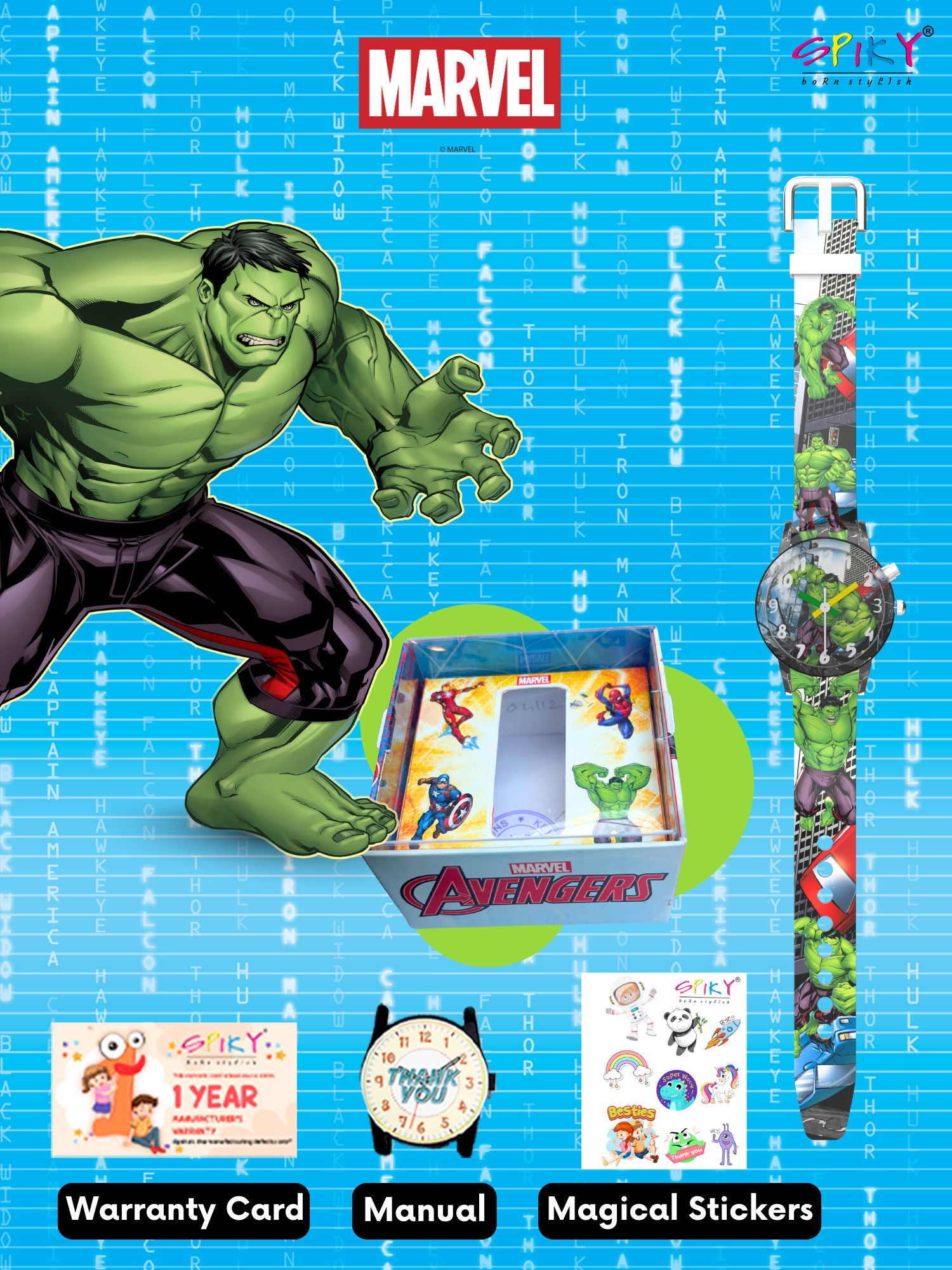 Disney Hulk Kids Analog Watch with LED Light | For Boys & Girls Age 3–10 Years