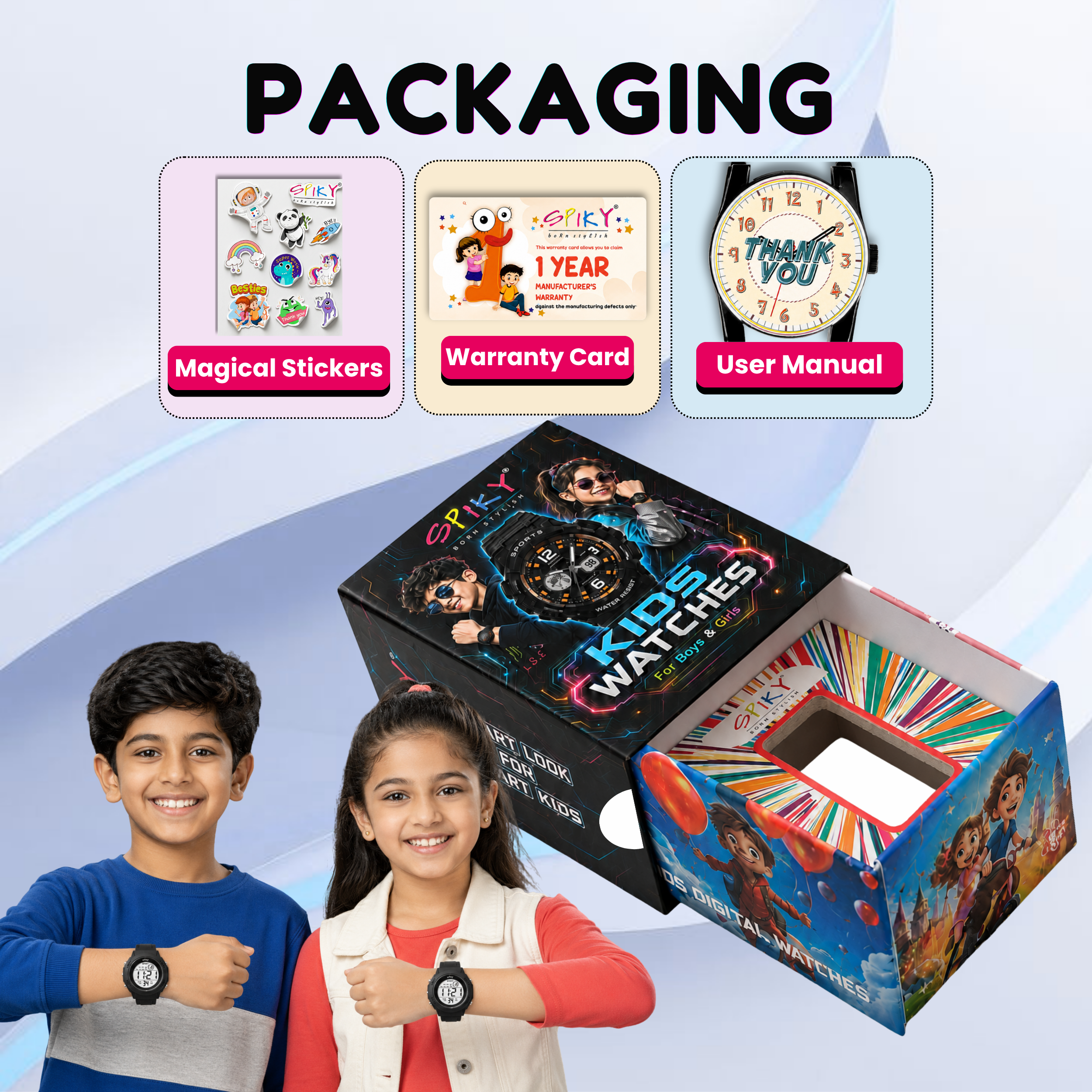 Spiky Square Digital Sports Watch for Kids Boys & Girls