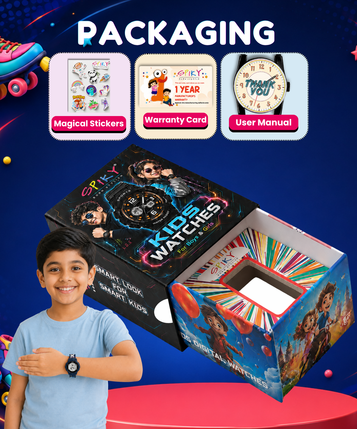 SPIKY Analog Kids Watch for Boys