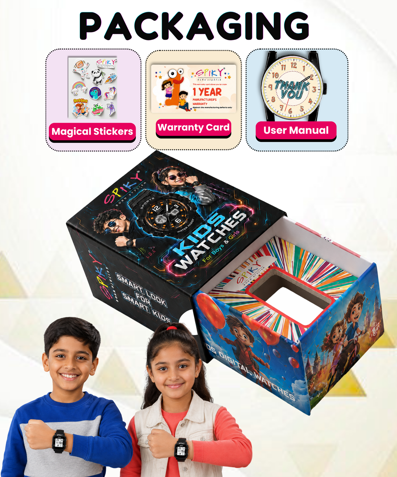 SPIKY Square Digital Watch for Kids Boys & Girls