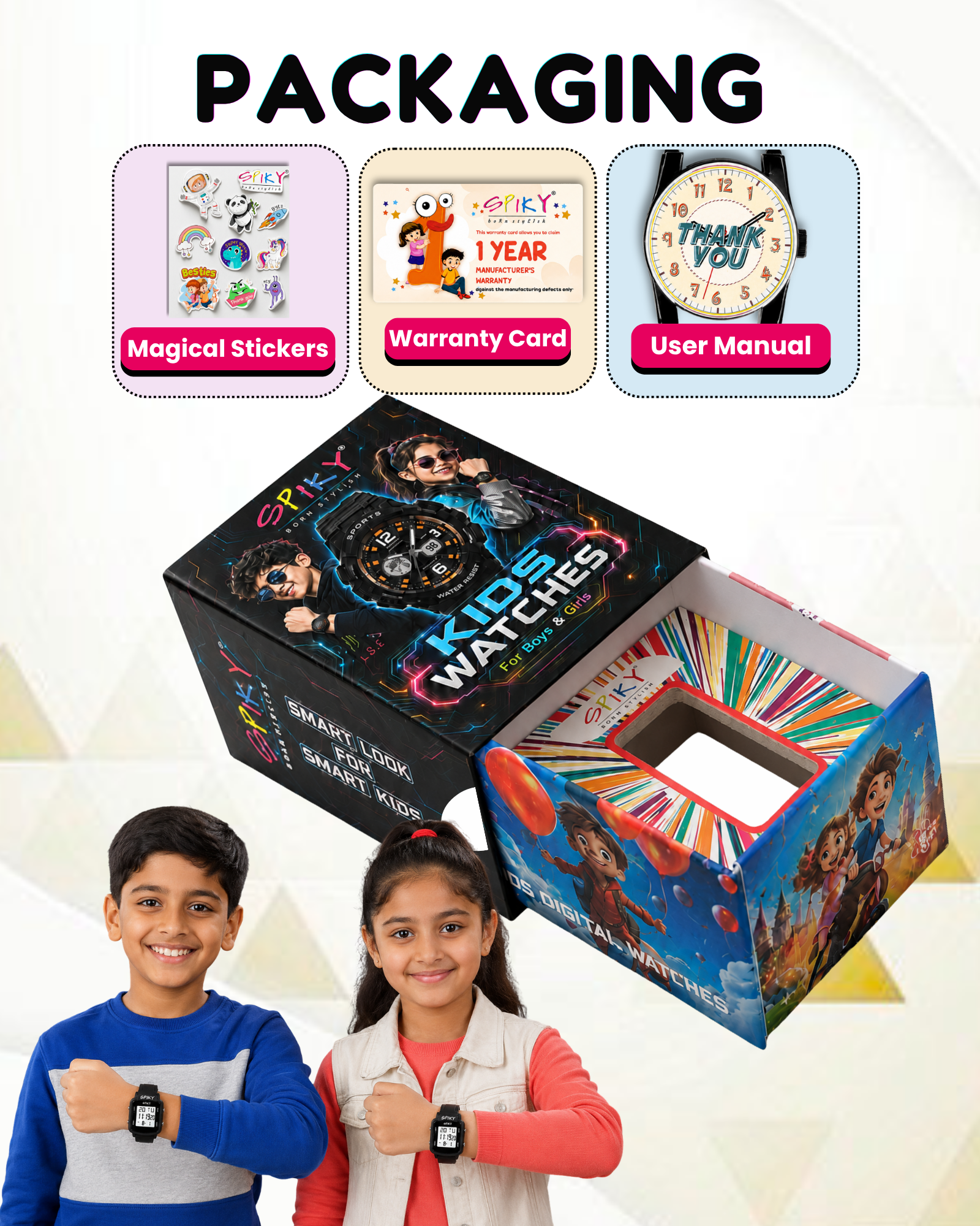 SPIKY Square Digital Watch for Kids Boys & Girls