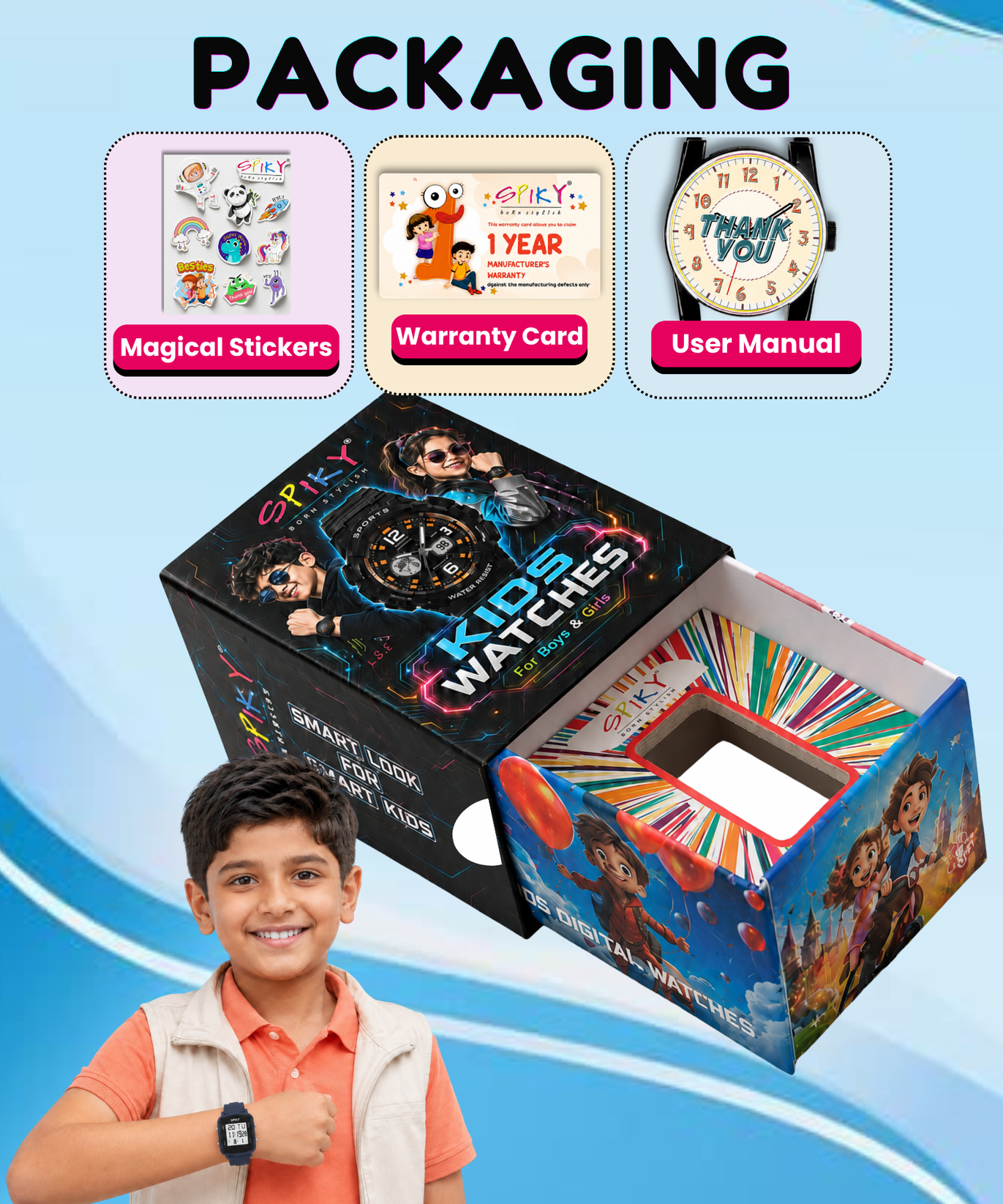 SPIKY Square Digital Watch for Kids Boys & Girls