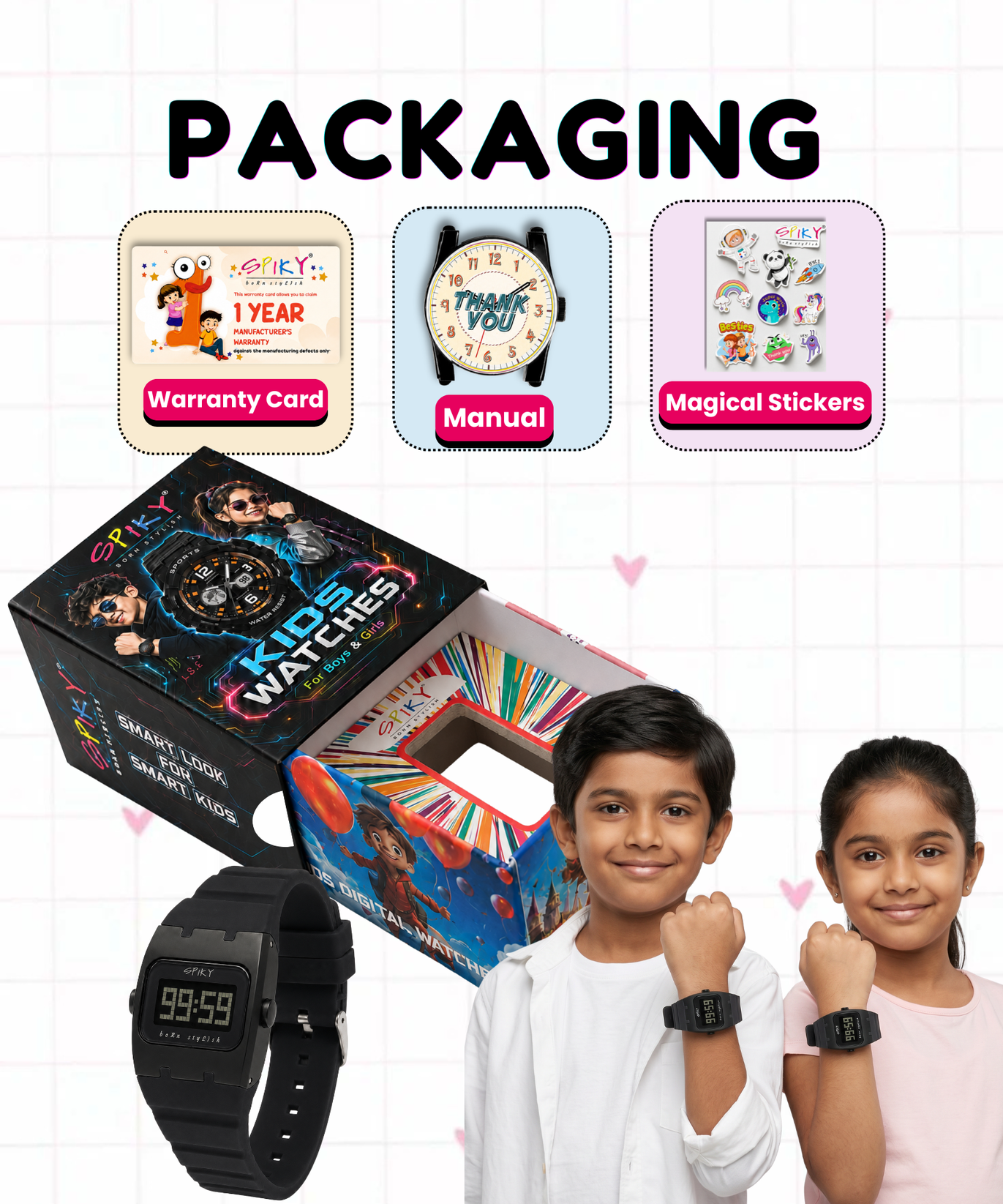 Spiky Rectangle Digital Sports Watch for Kids