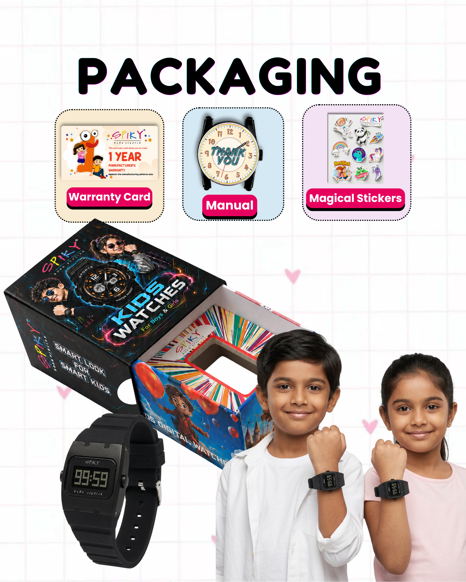 Spiky Rectangle Digital Sports Watch for Kids