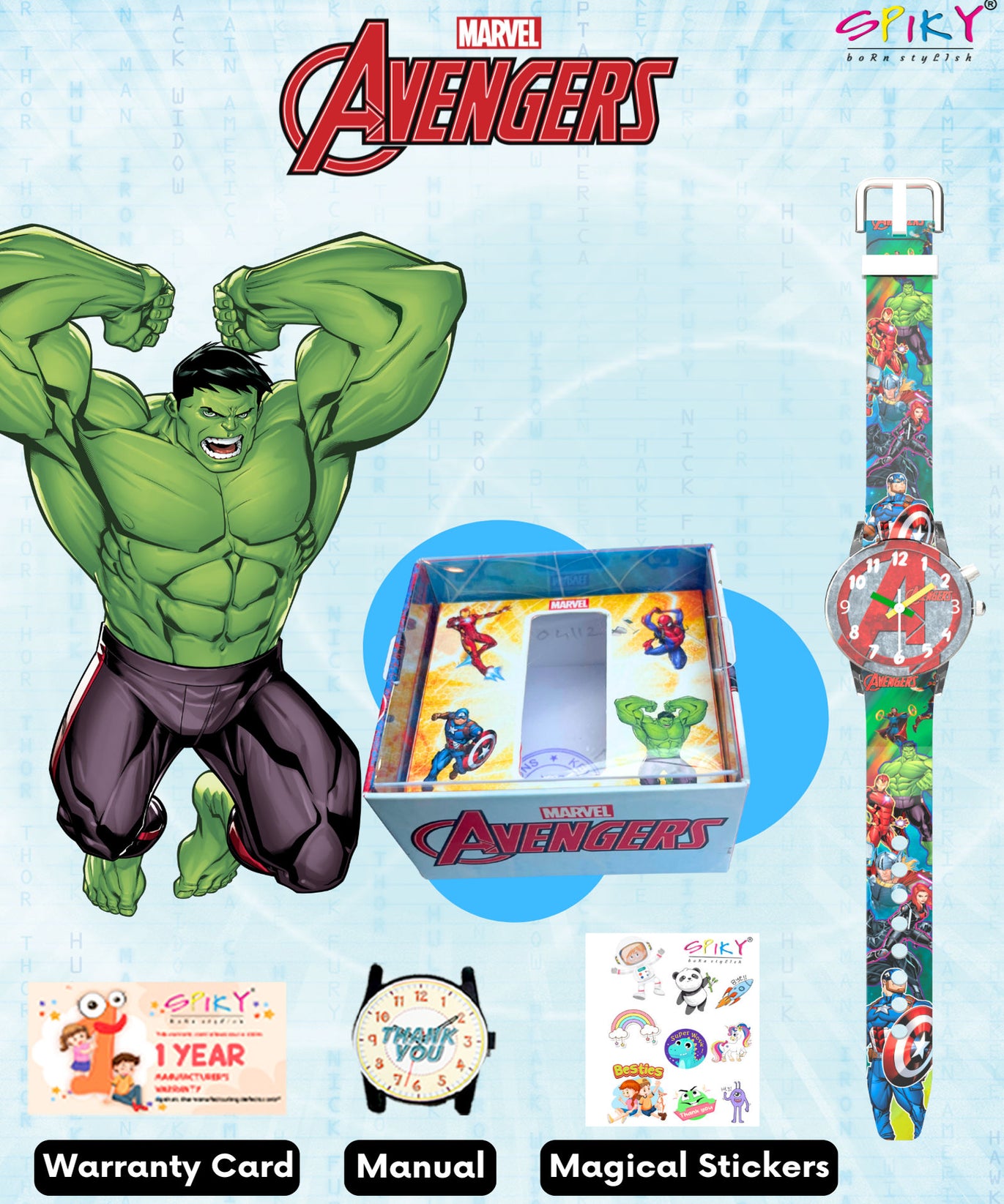 Disney Avengers Analog Kids Watch for Boys and Girls with LED Glowing Light