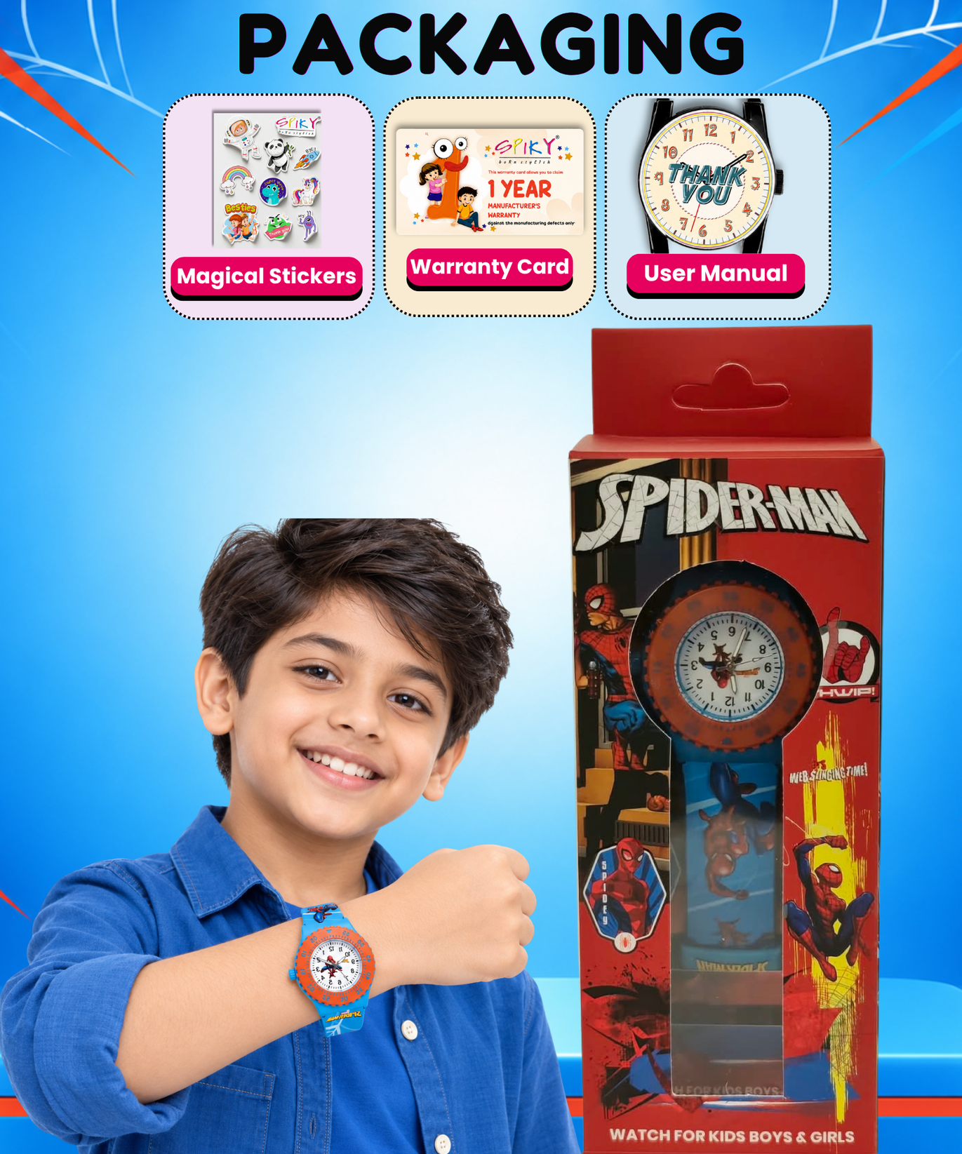 Spiky Round Spiderman Themed Analog Watch