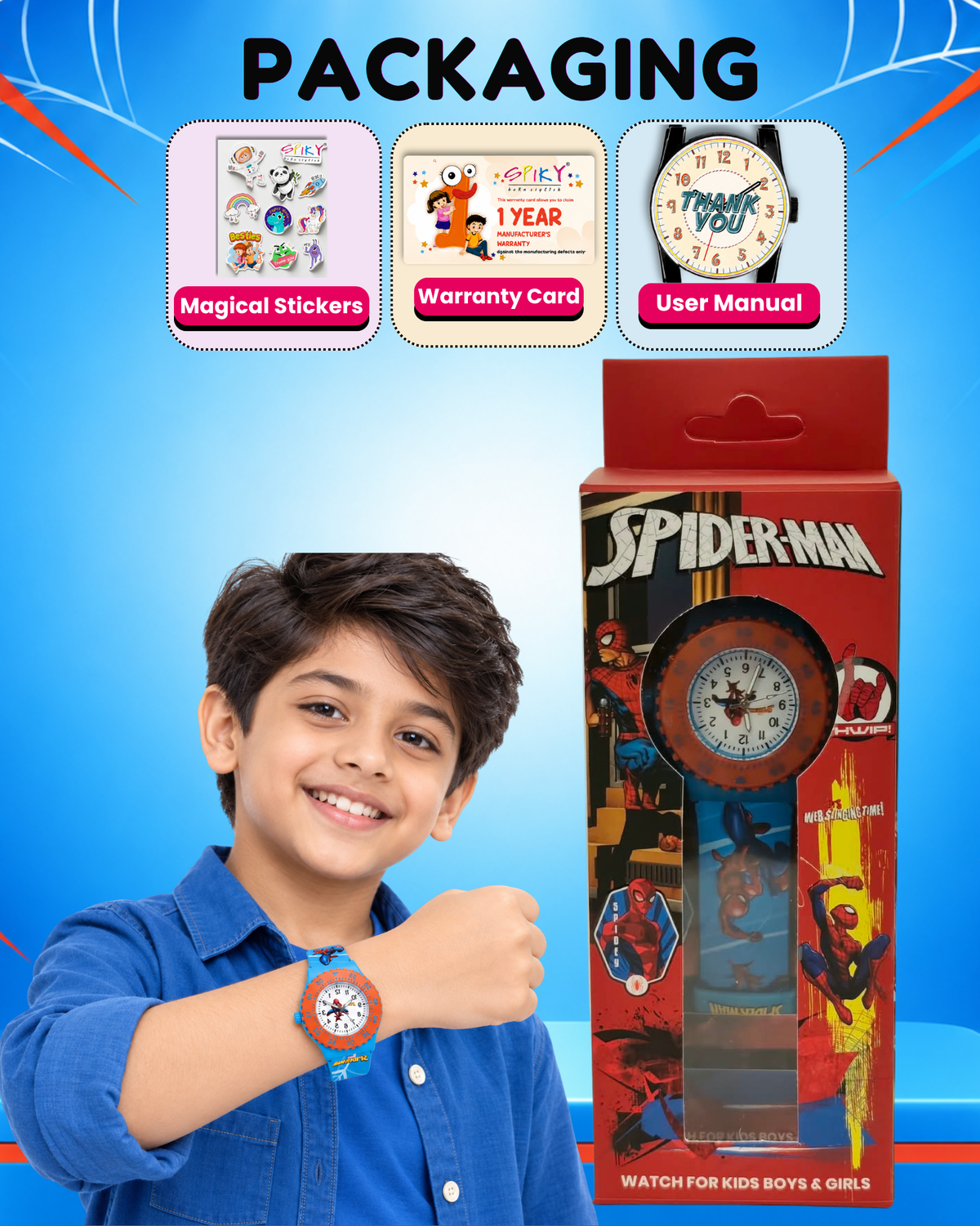 Spiky Round Spiderman Themed Analog Watch