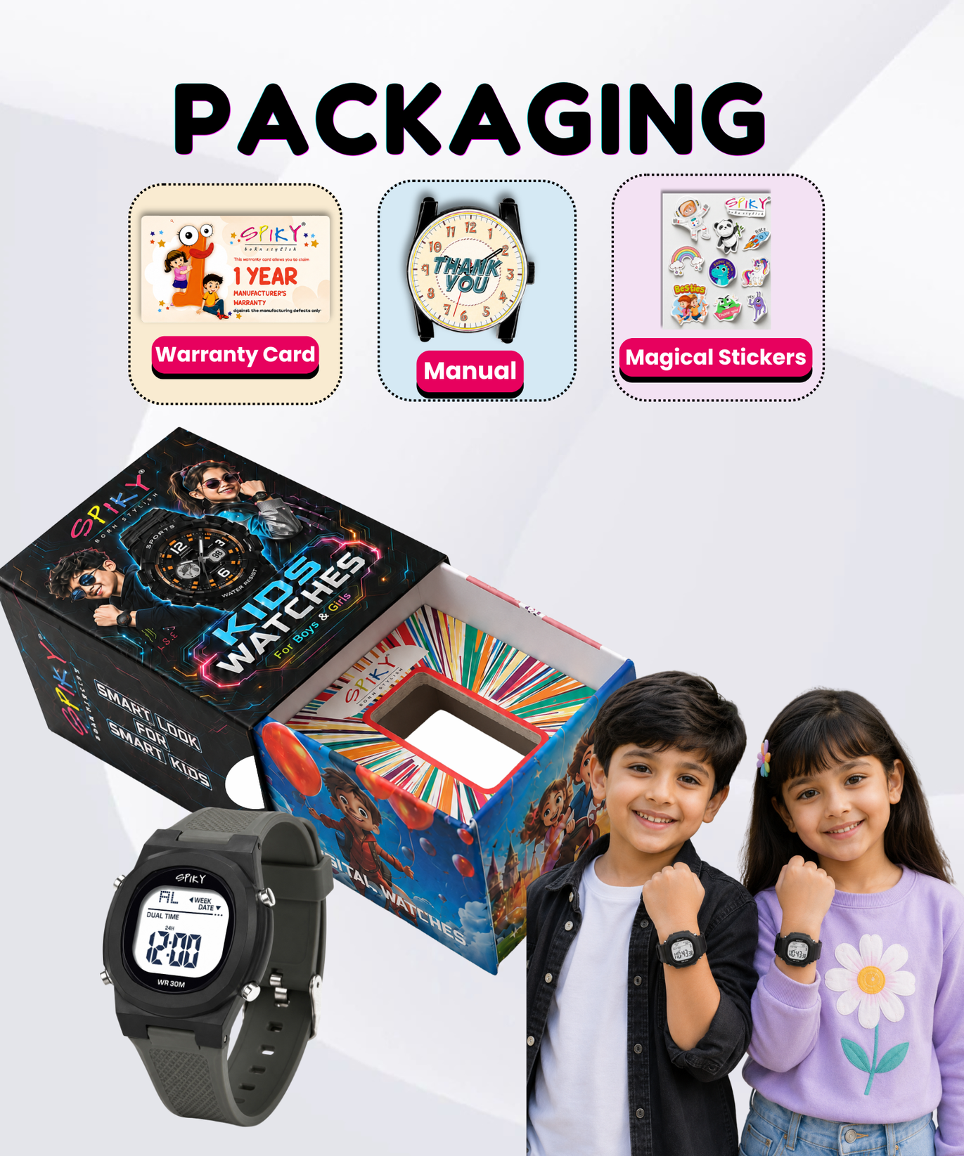 Spiky EVA65 Round Digital Sports Watch for Kids