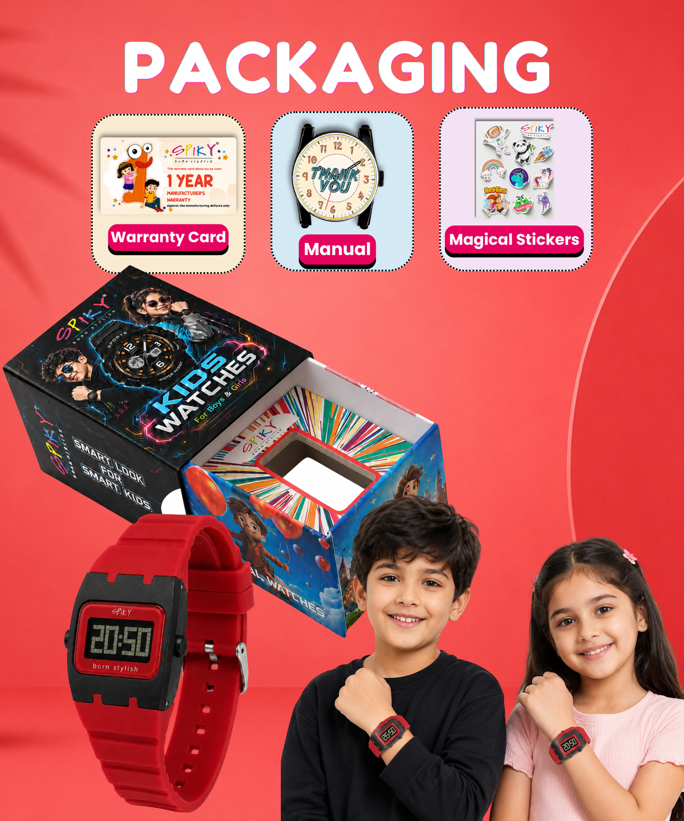 Spiky Rectangle Digital Sports Watch for Kids
