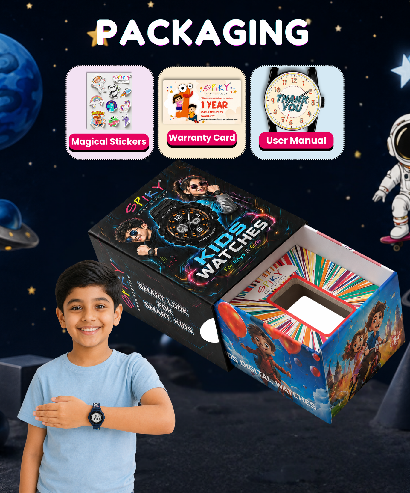 Spiky Round Kids Digital Watch for Boys