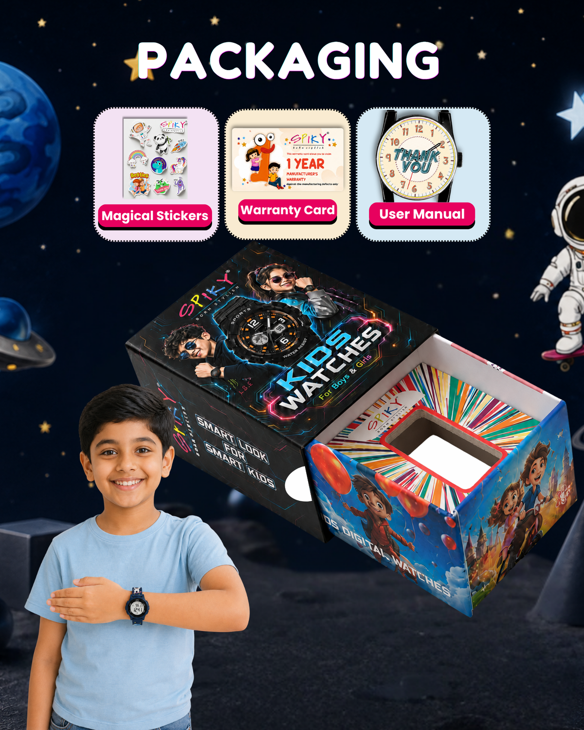 Spiky Round Kids Digital Watch for Boys