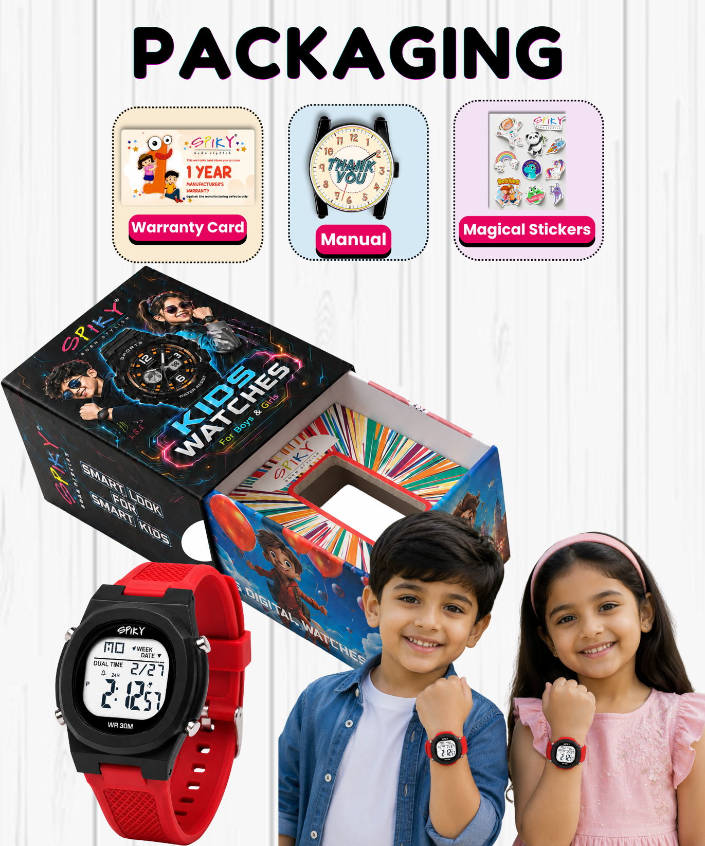 Spiky EVA65 Round Digital Sports Watch for Kids