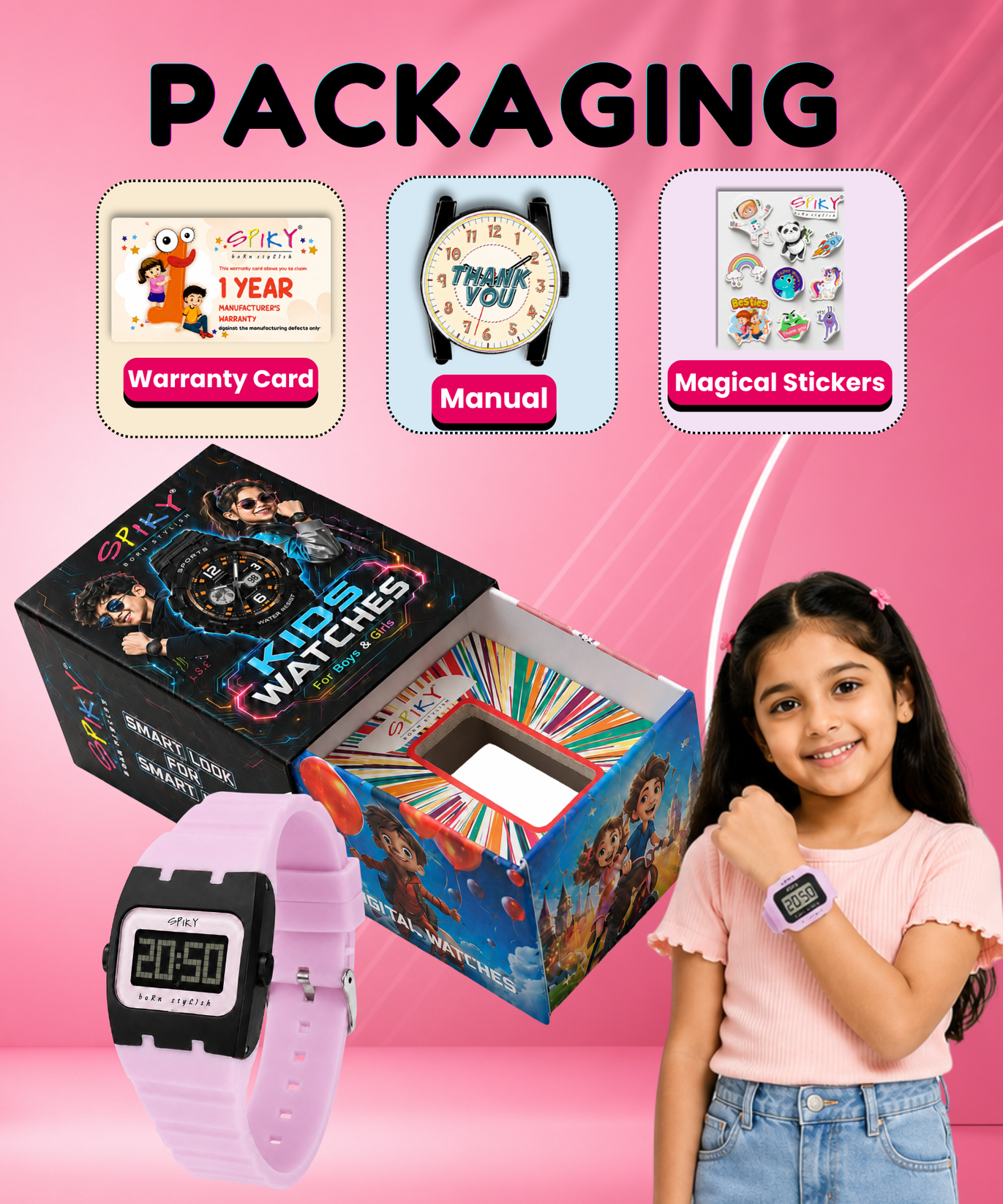 Spiky Rectangle Digital Sports Watch for Kids