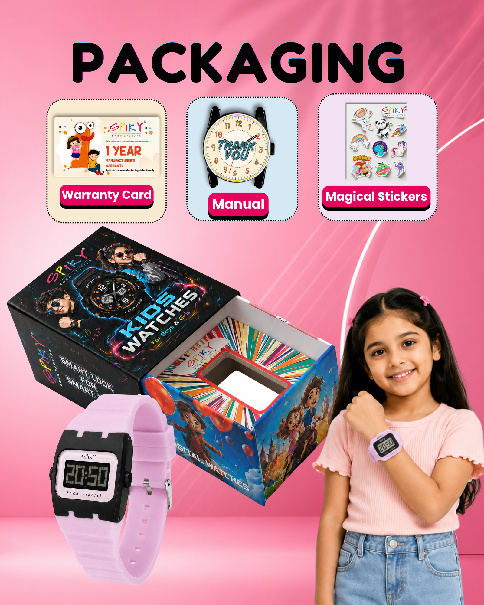 Spiky Rectangle Digital Sports Watch for Kids