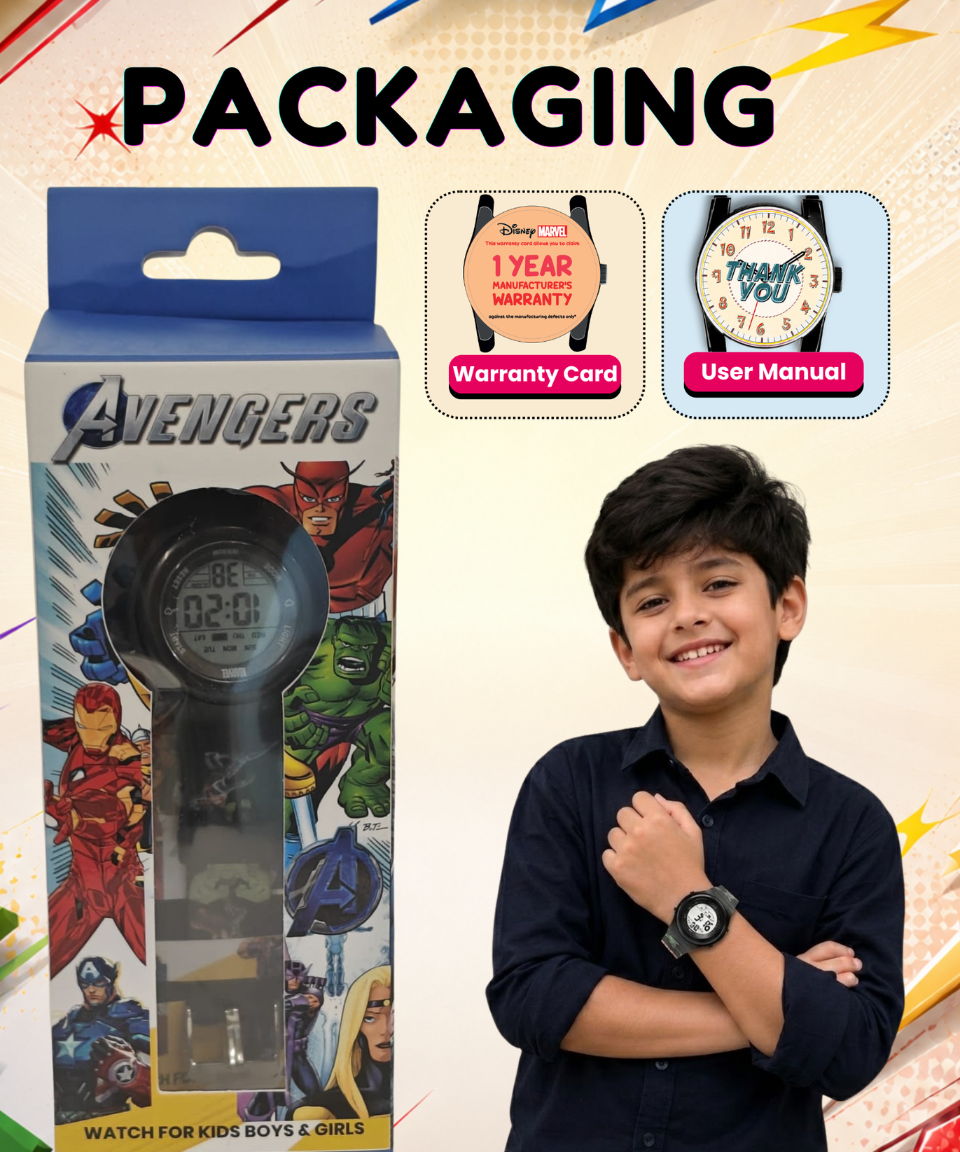 Spiky Avengers theme Digital Kids Watch