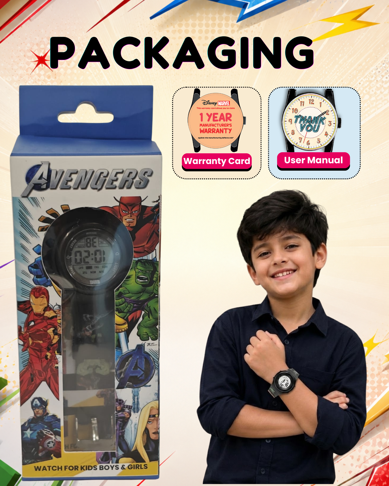 Spiky Avengers theme Digital Kids Watch