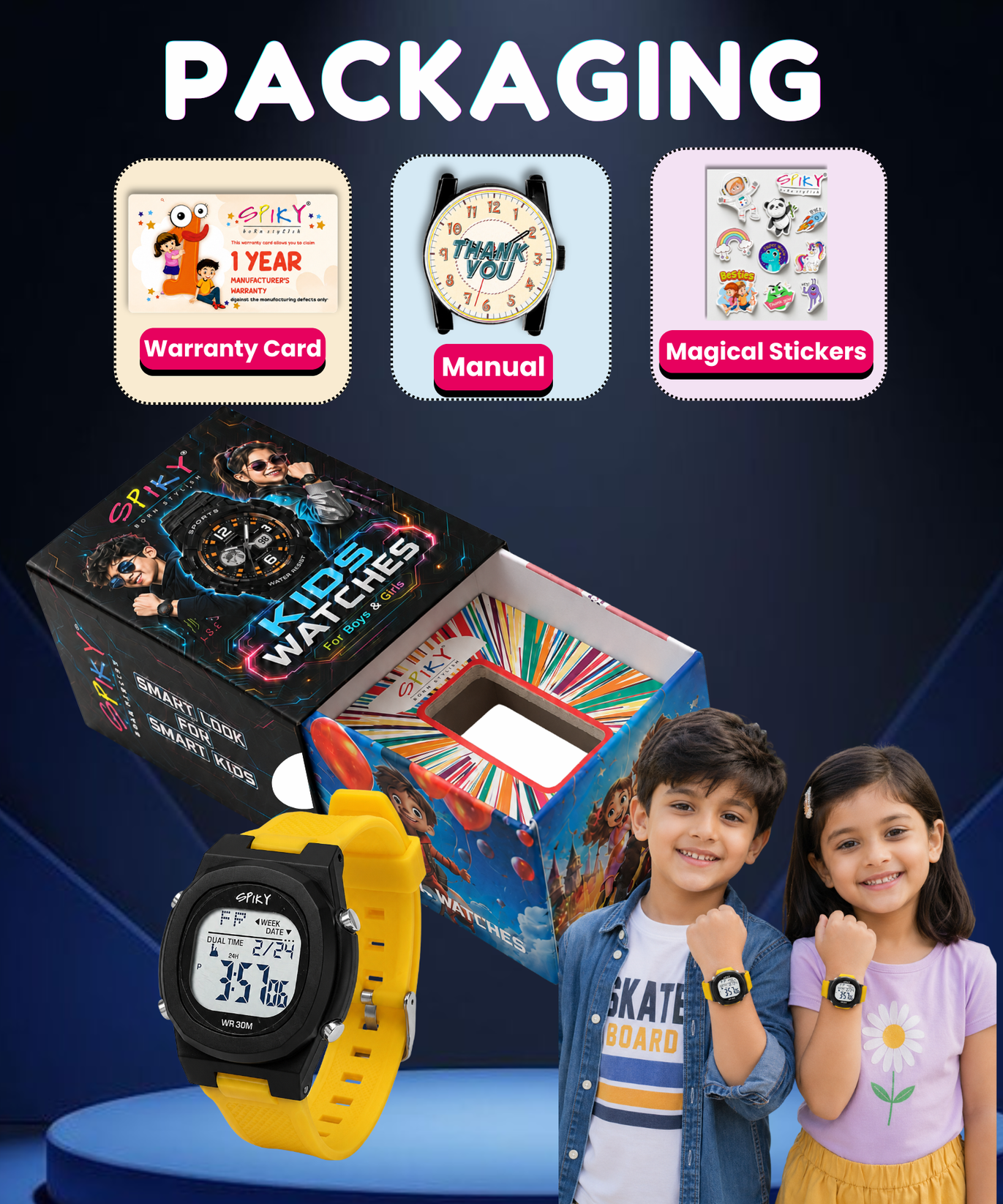 Spiky EVA65 Round Digital Sports Watch for Kids