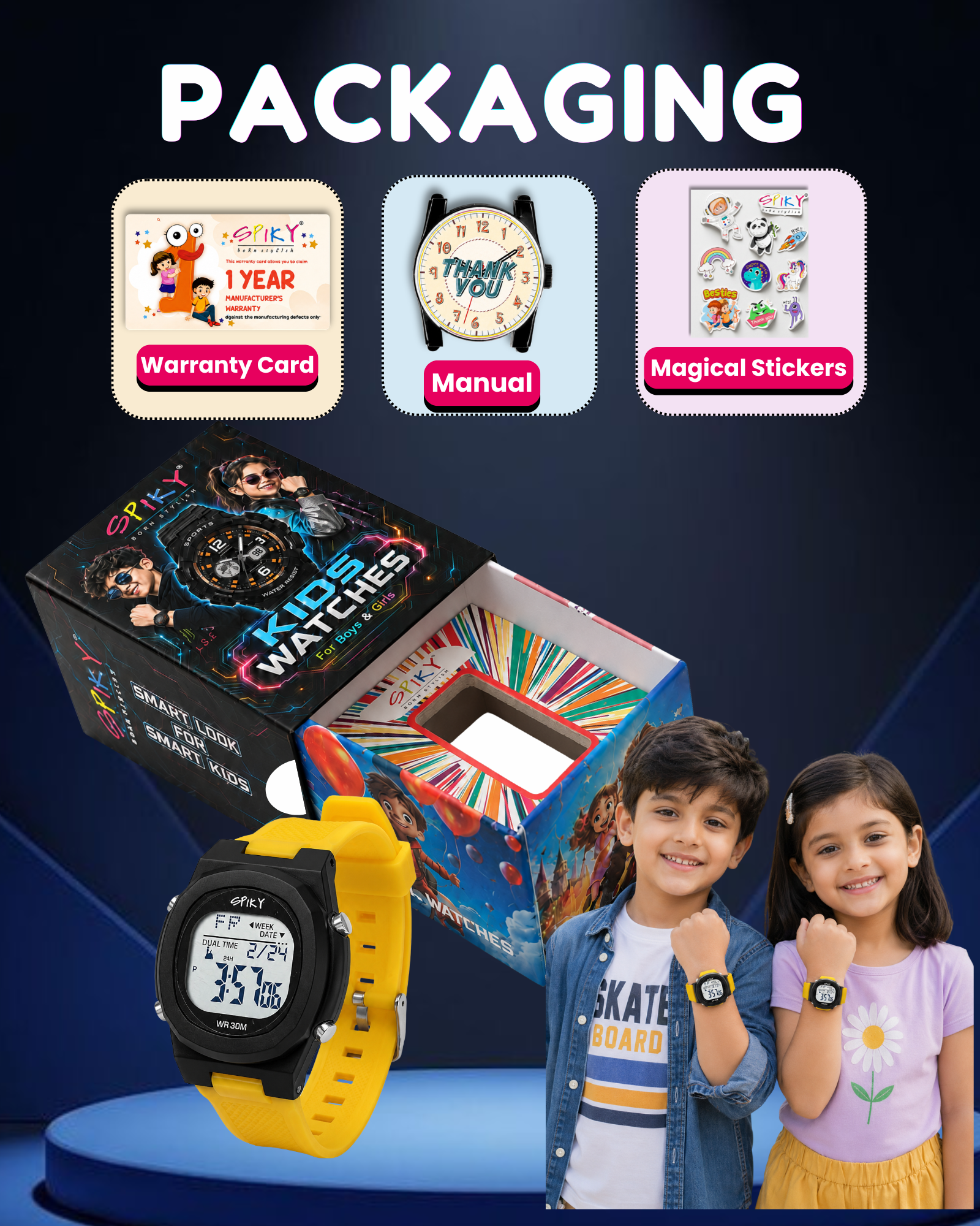 Spiky EVA65 Round Digital Sports Watch for Kids