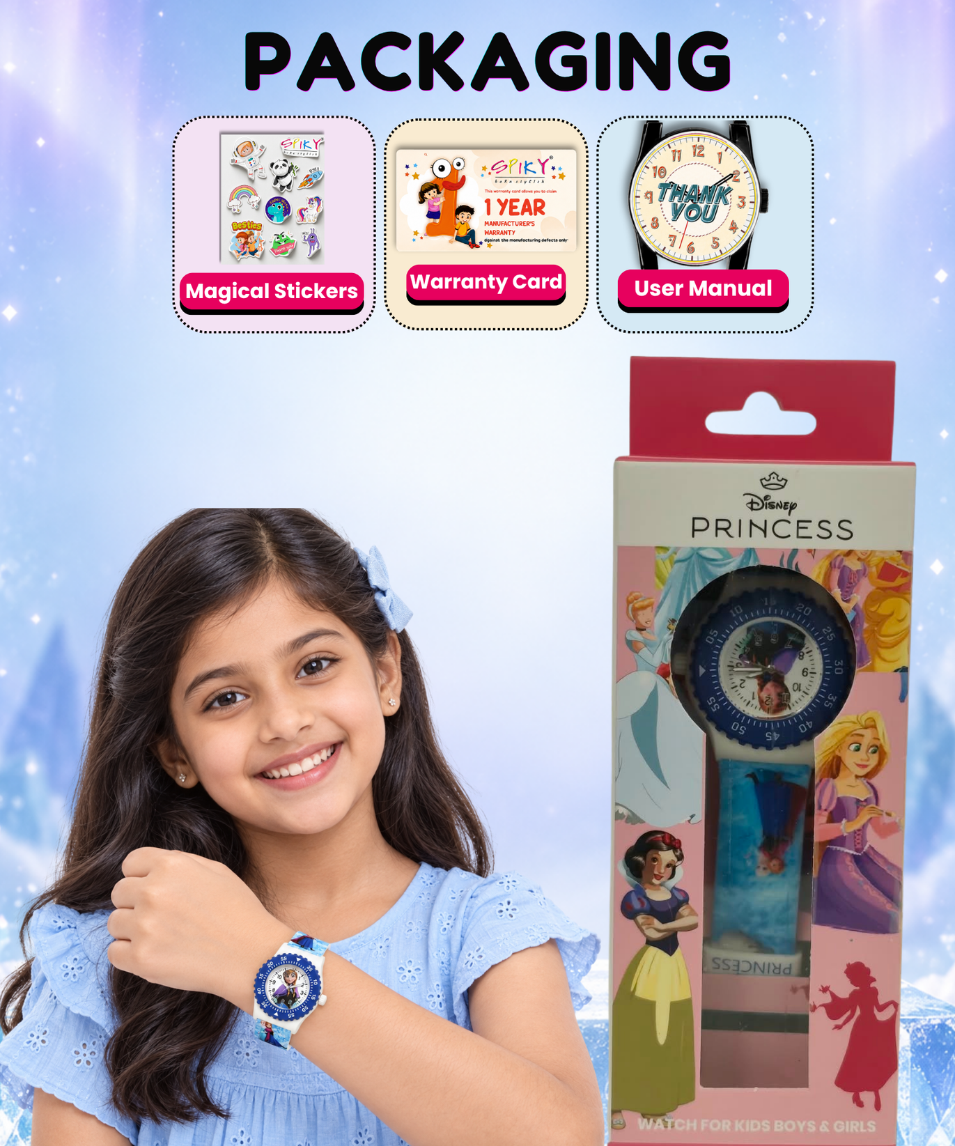 Spiky Round Frozen Themed Analog Watch